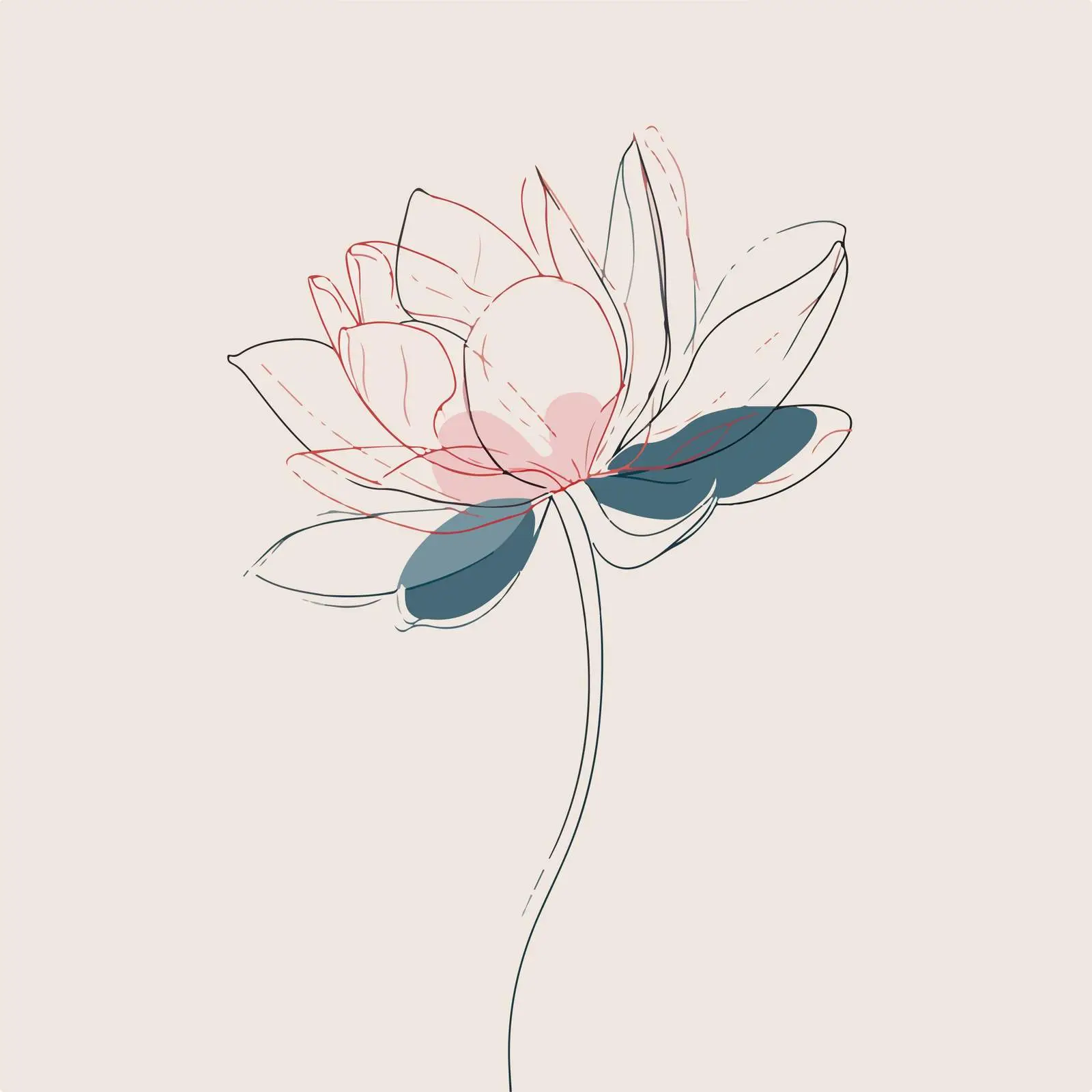 Elegant Lotus Flower Continuous Line Art — free download from Dotvec