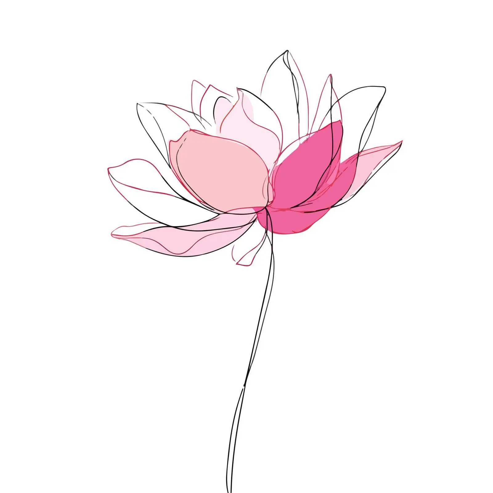 Minimal Lotus Flower Line Art — free download from Dotvec