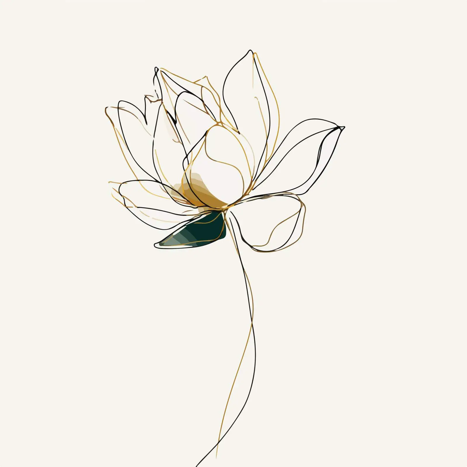 Elegant Lotus Flower Line Art — free download from Dotvec