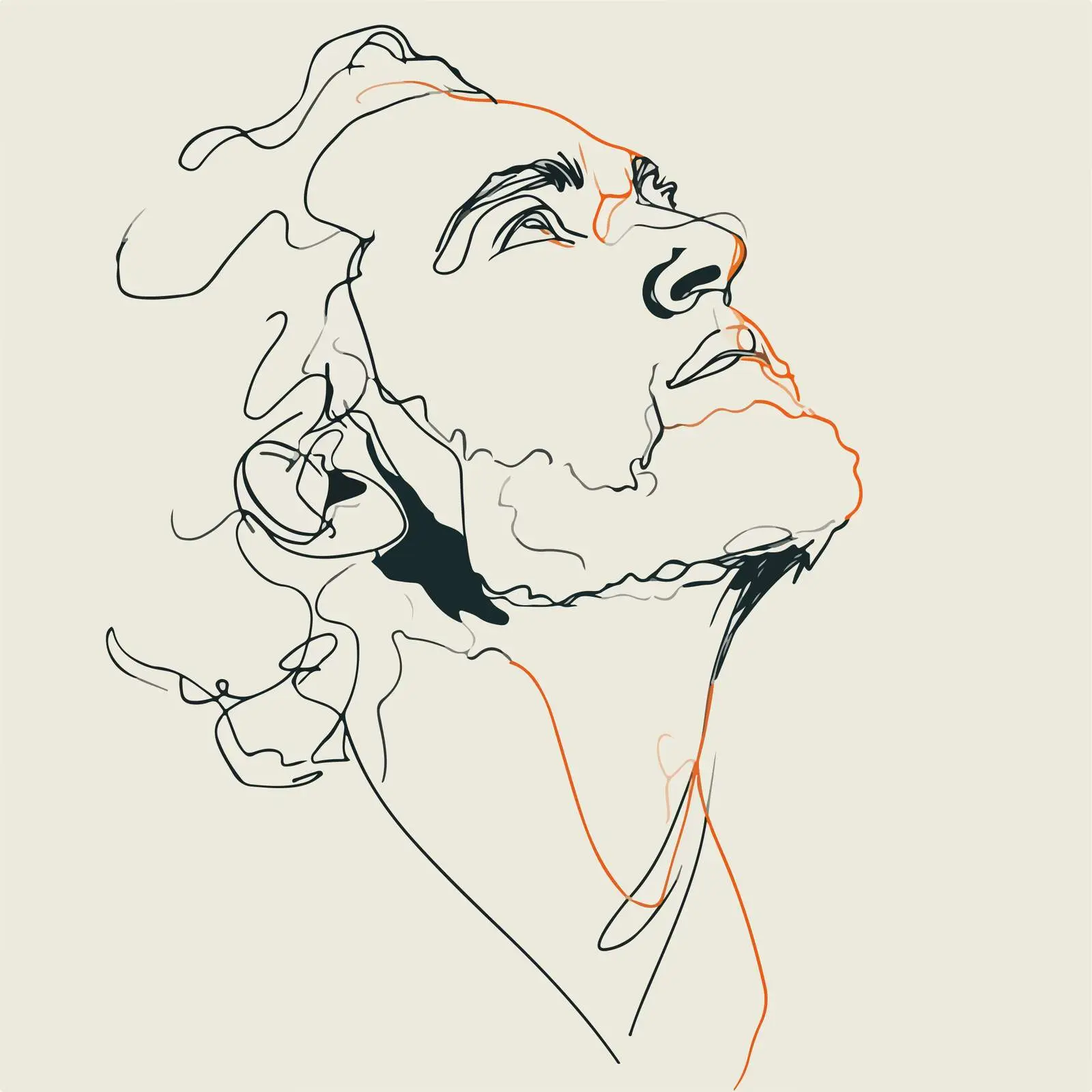 Minimal Face Line Art Looking Upward — free download from Dotvec