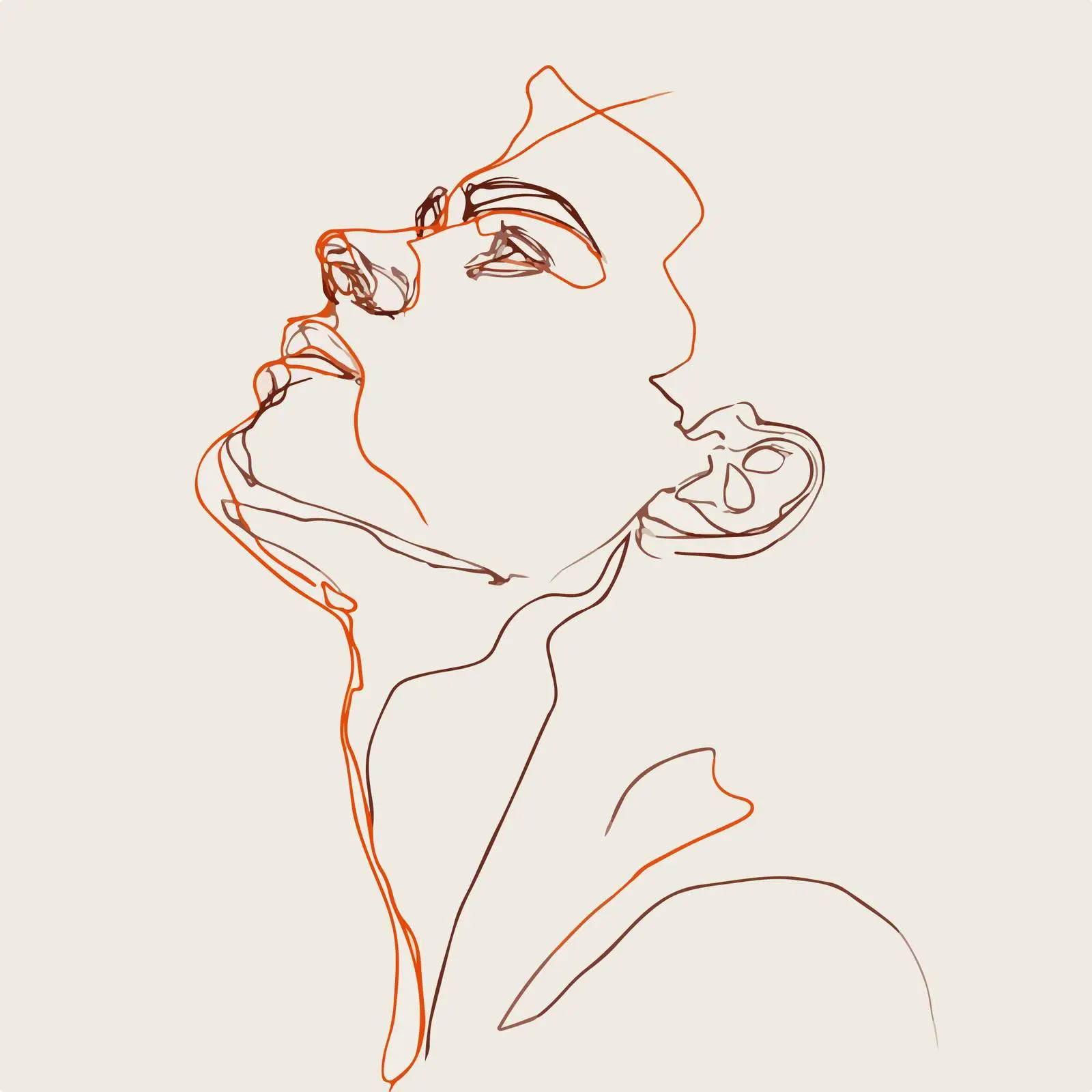 Minimal Face Line Art Looking Upward — free download from Dotvec
