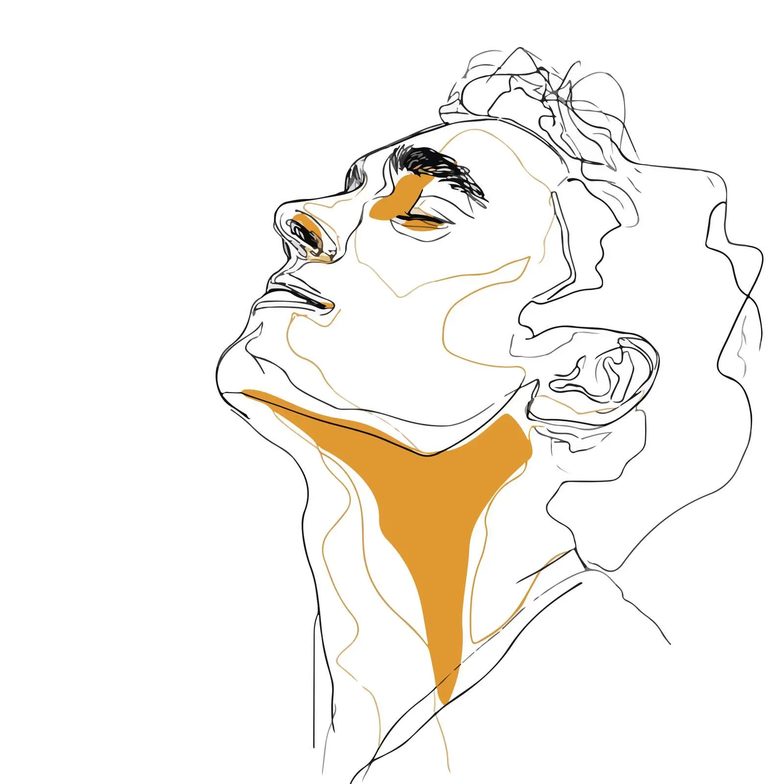 Minimal Line Art Male Face Upward — free download from Dotvec