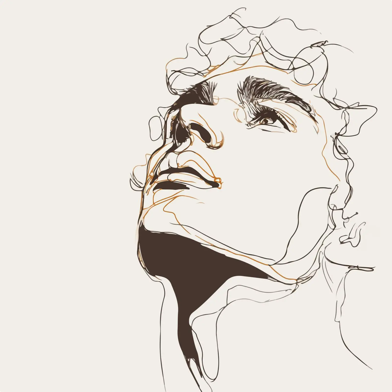 Minimal Face Line Art Gazing Upward — free download from Dotvec