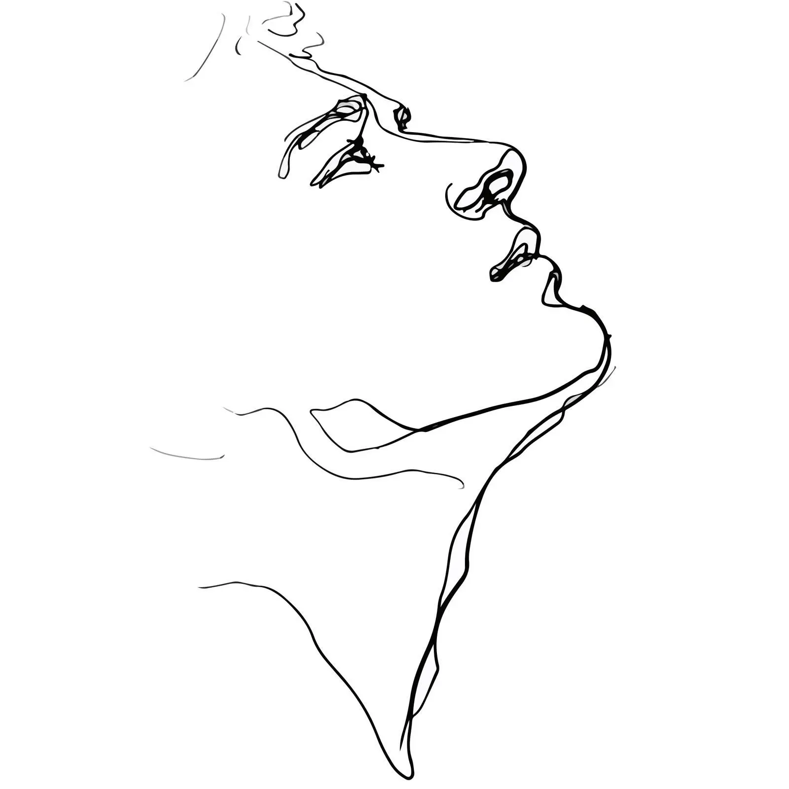 Minimal Line Art Male Face Looking Upward — free download from Dotvec