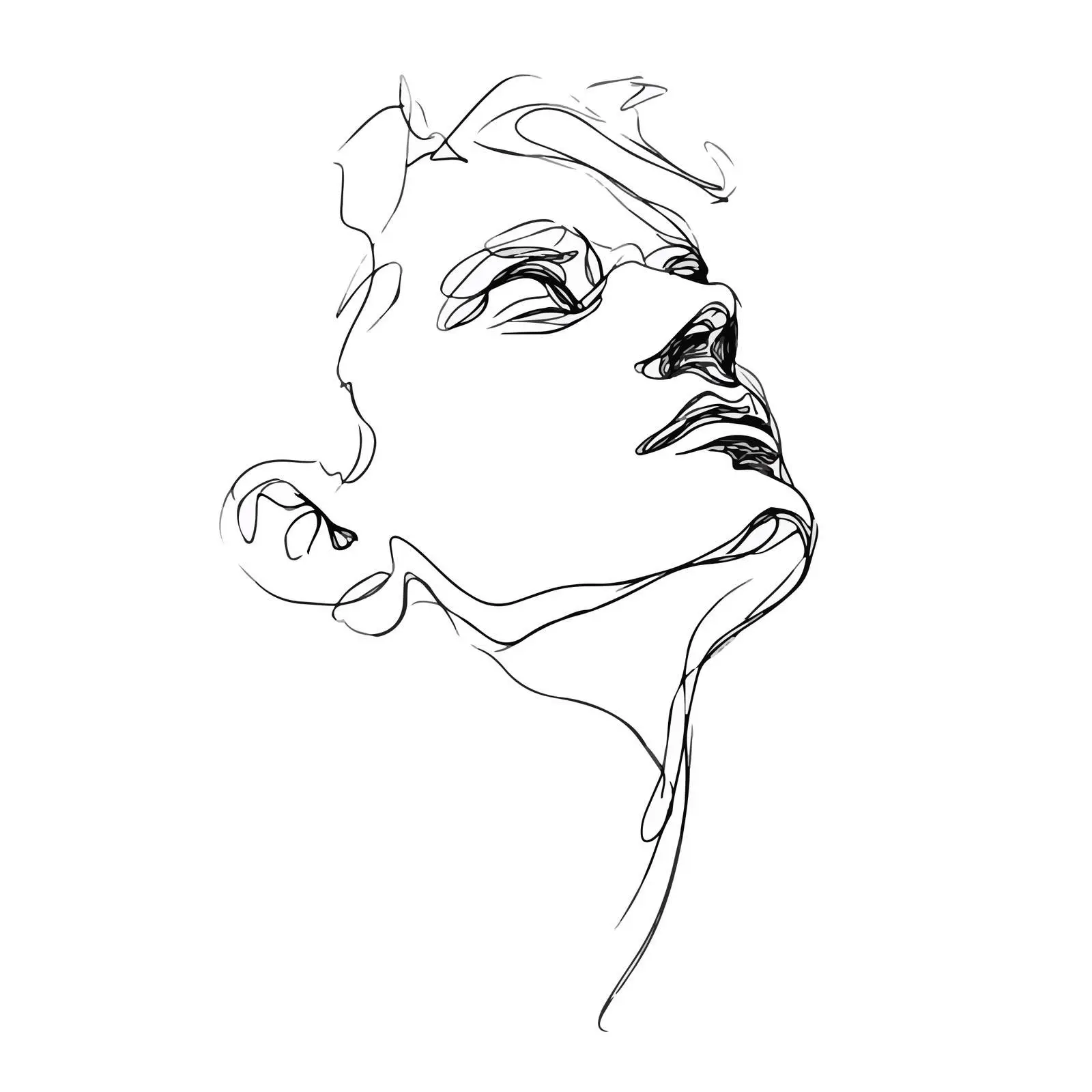 Minimal Male Face Line Art Looking Upward — free download from Dotvec