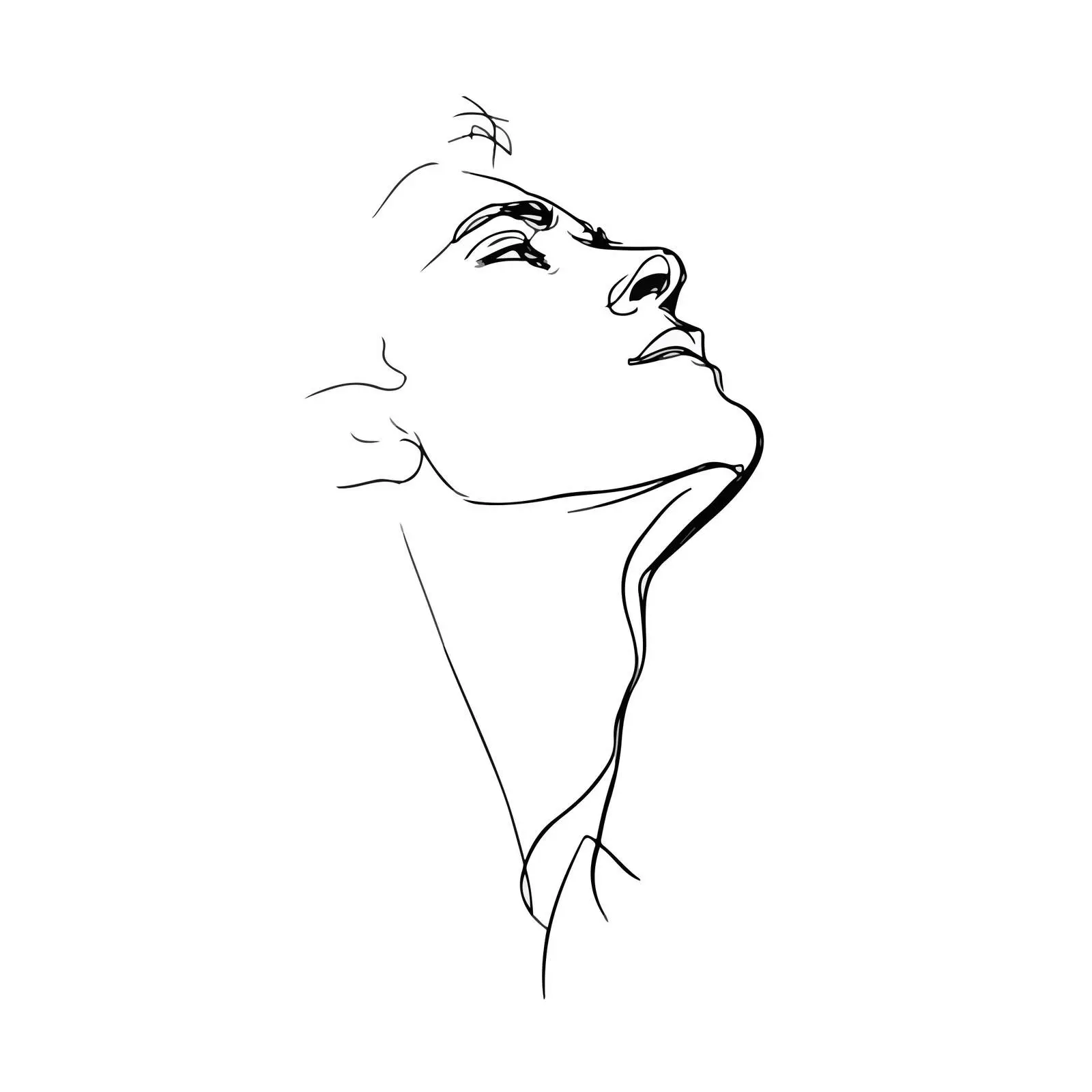 Minimal Face Line Art Looking Upward — free download from Dotvec