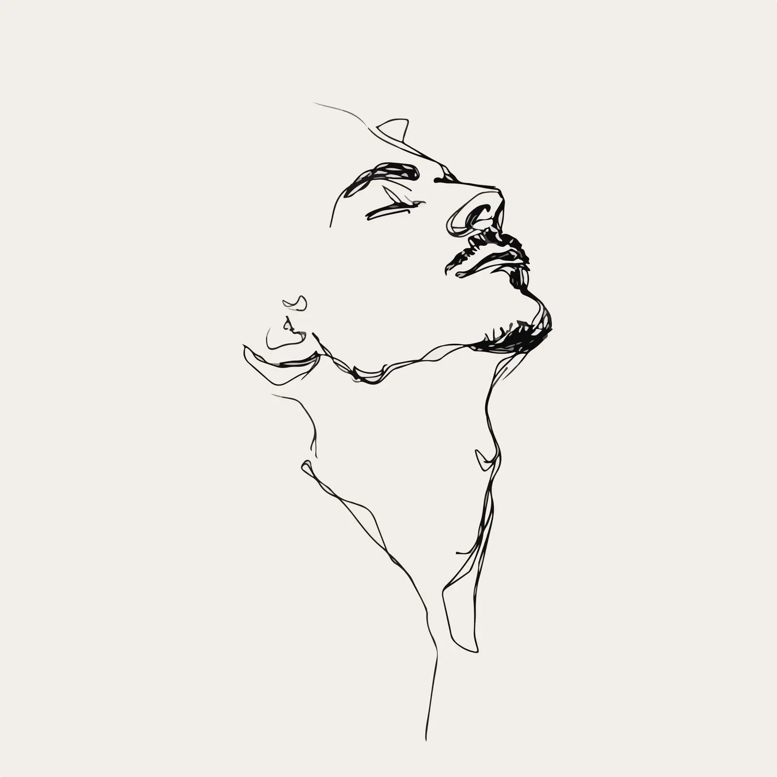 Minimal Male Face Line Art Upward — free download from Dotvec