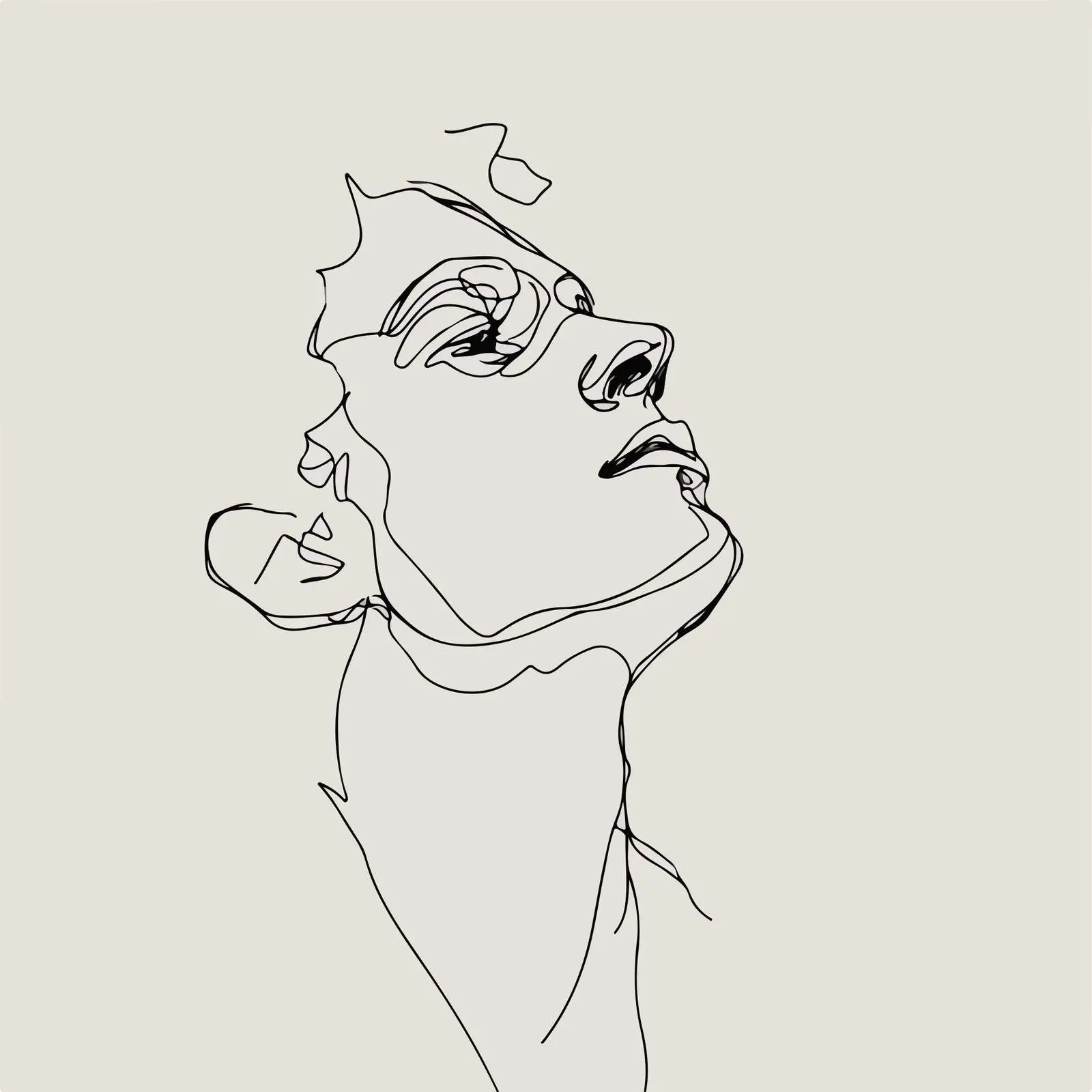 Elegant Male Gaze Line Art — free download from Dotvec