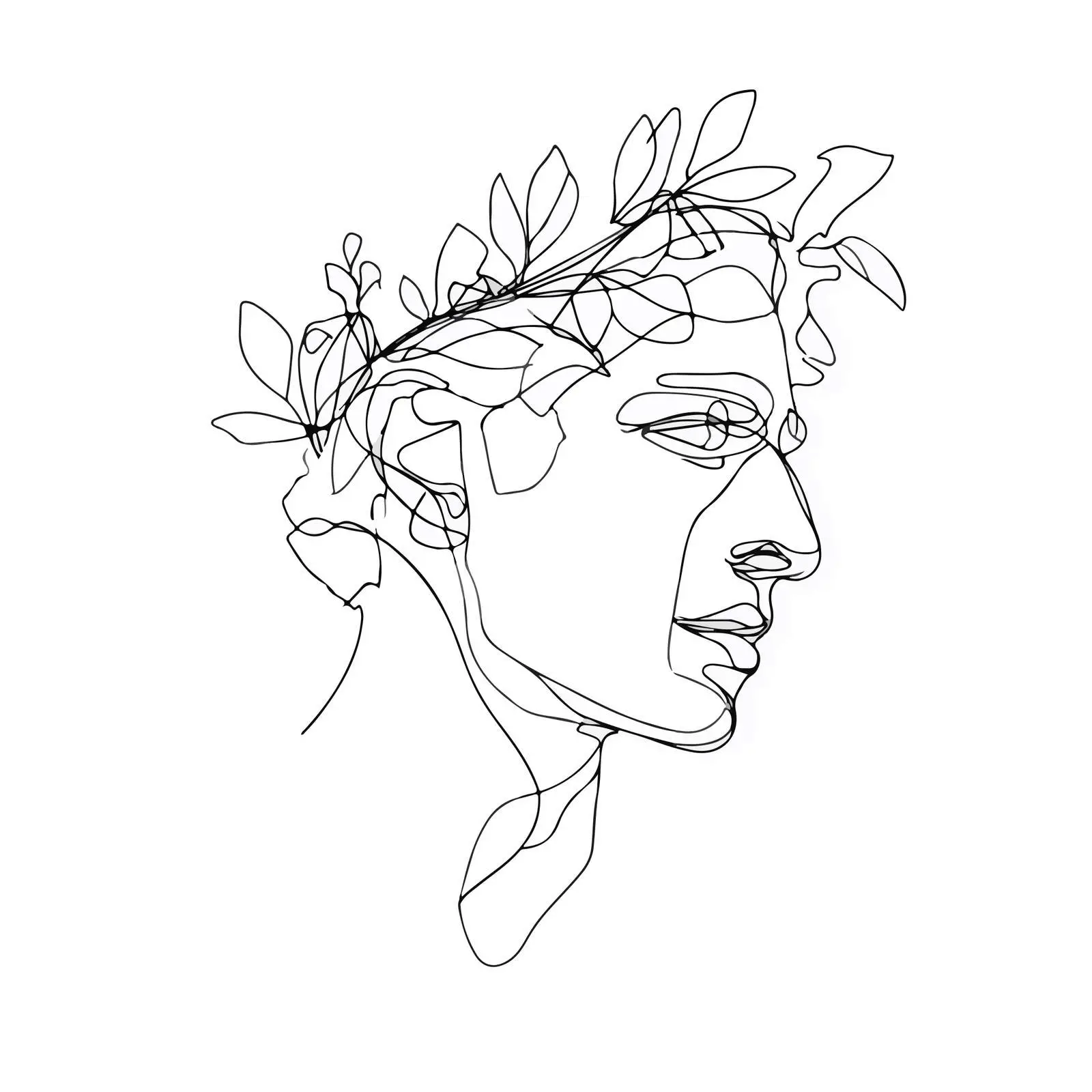 Minimal Male Profile with Leaves — free download from Dotvec