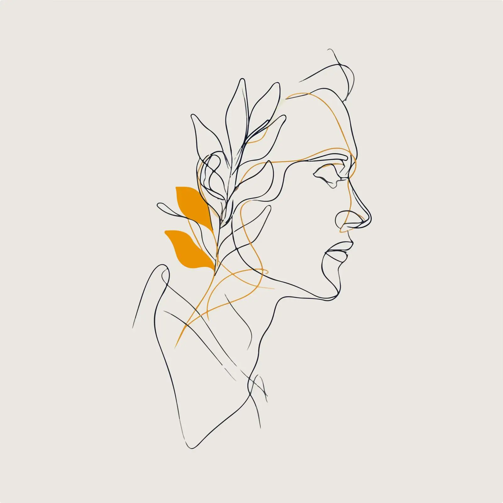 Minimal Male Profile with Abstract Leaves — free download from Dotvec