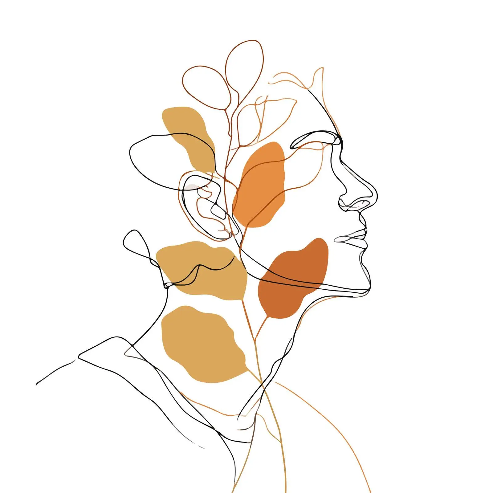Elegant Male Profile with Leaf Minimal Art — free download from Dotvec