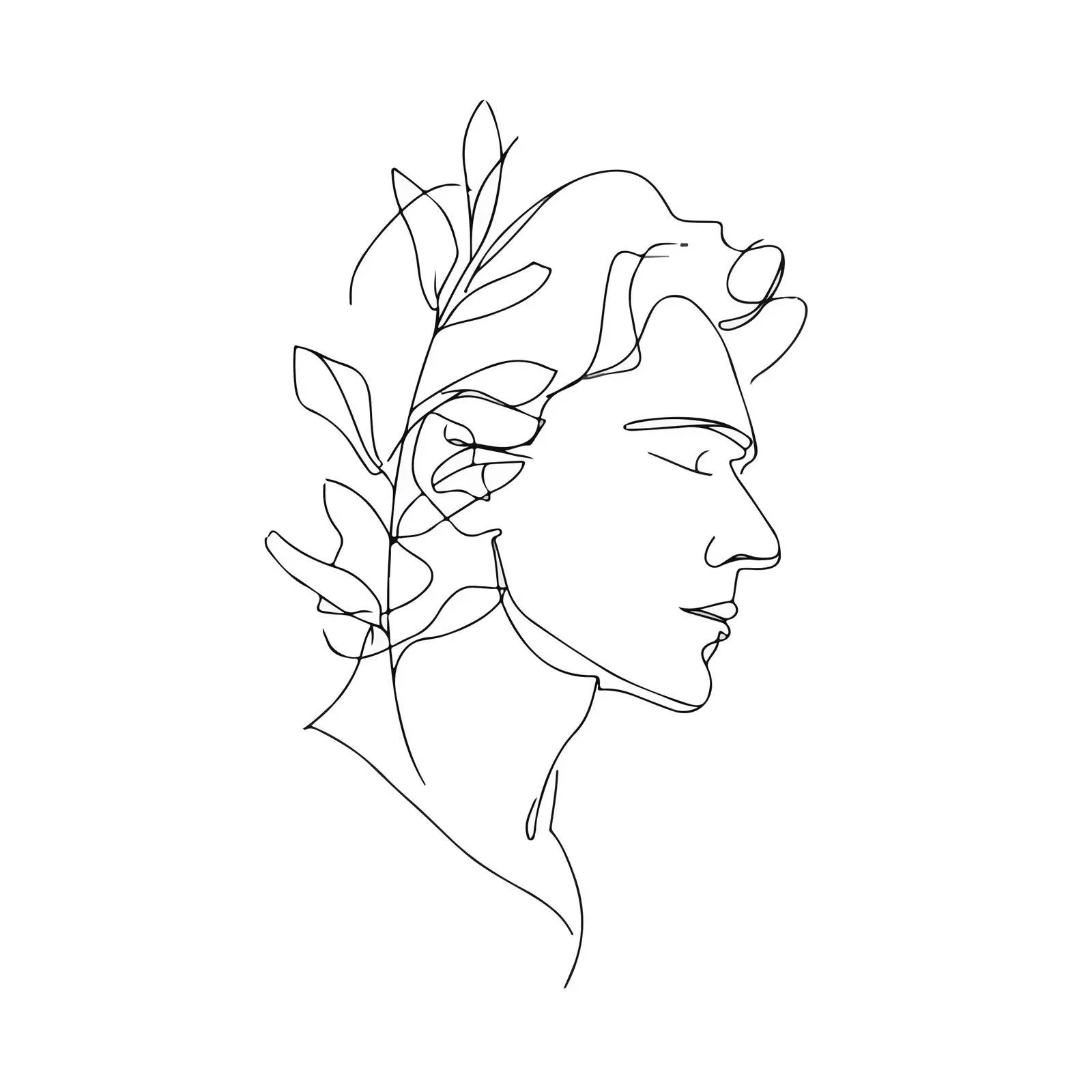 Elegant Male Profile with Leafy Minimalist Art — free download from Dotvec