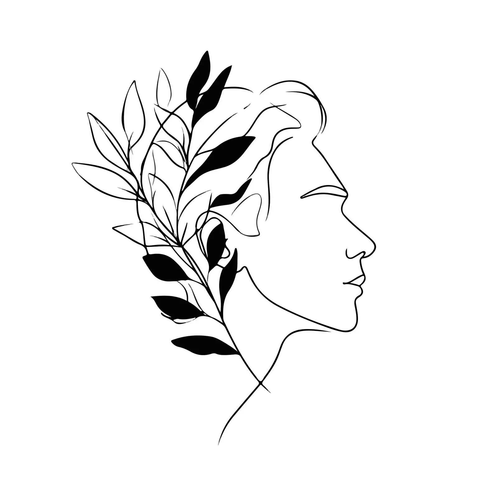 Minimal Profile with Leaves Art — free download from Dotvec