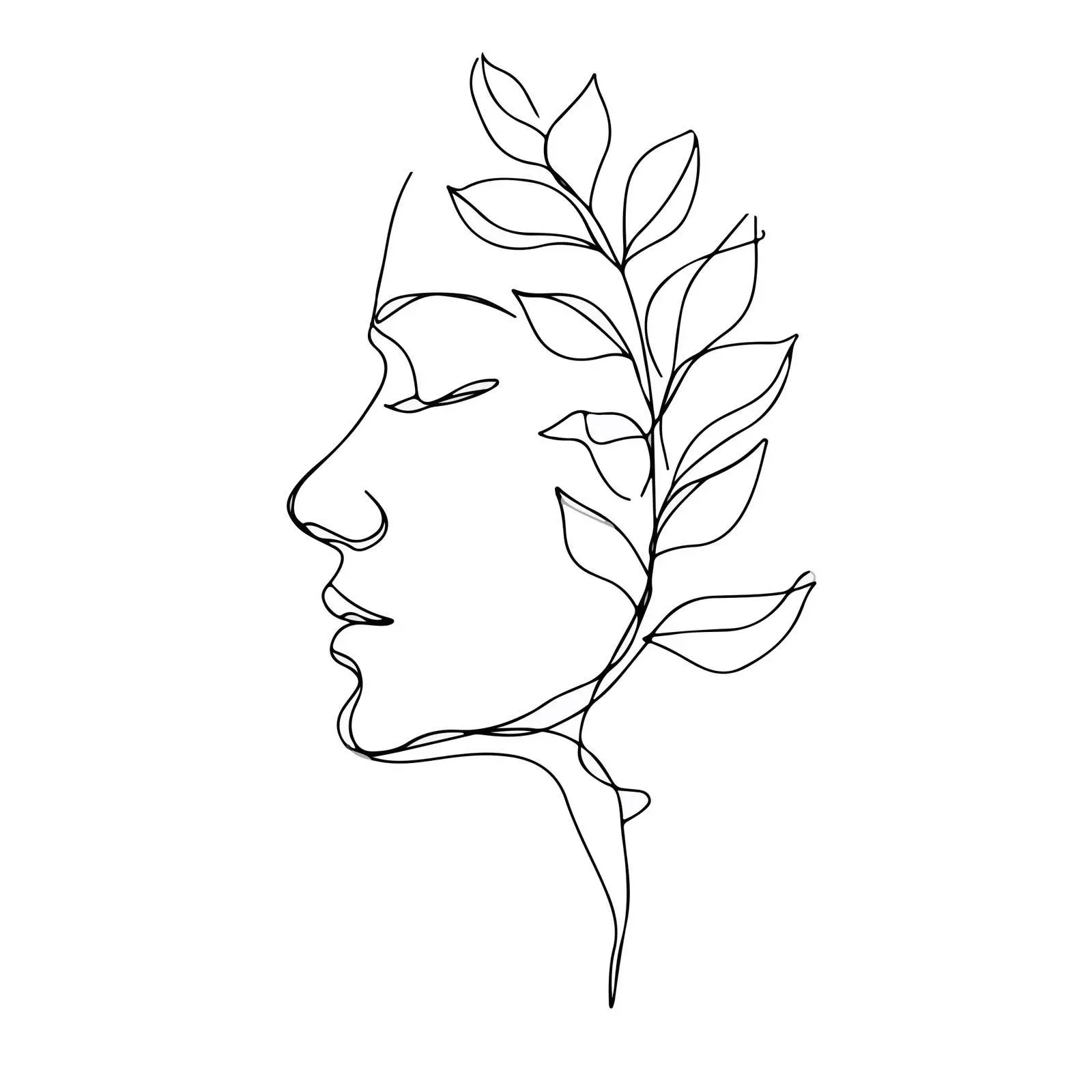 Minimal Profile with Flowing Leaves — free download from Dotvec