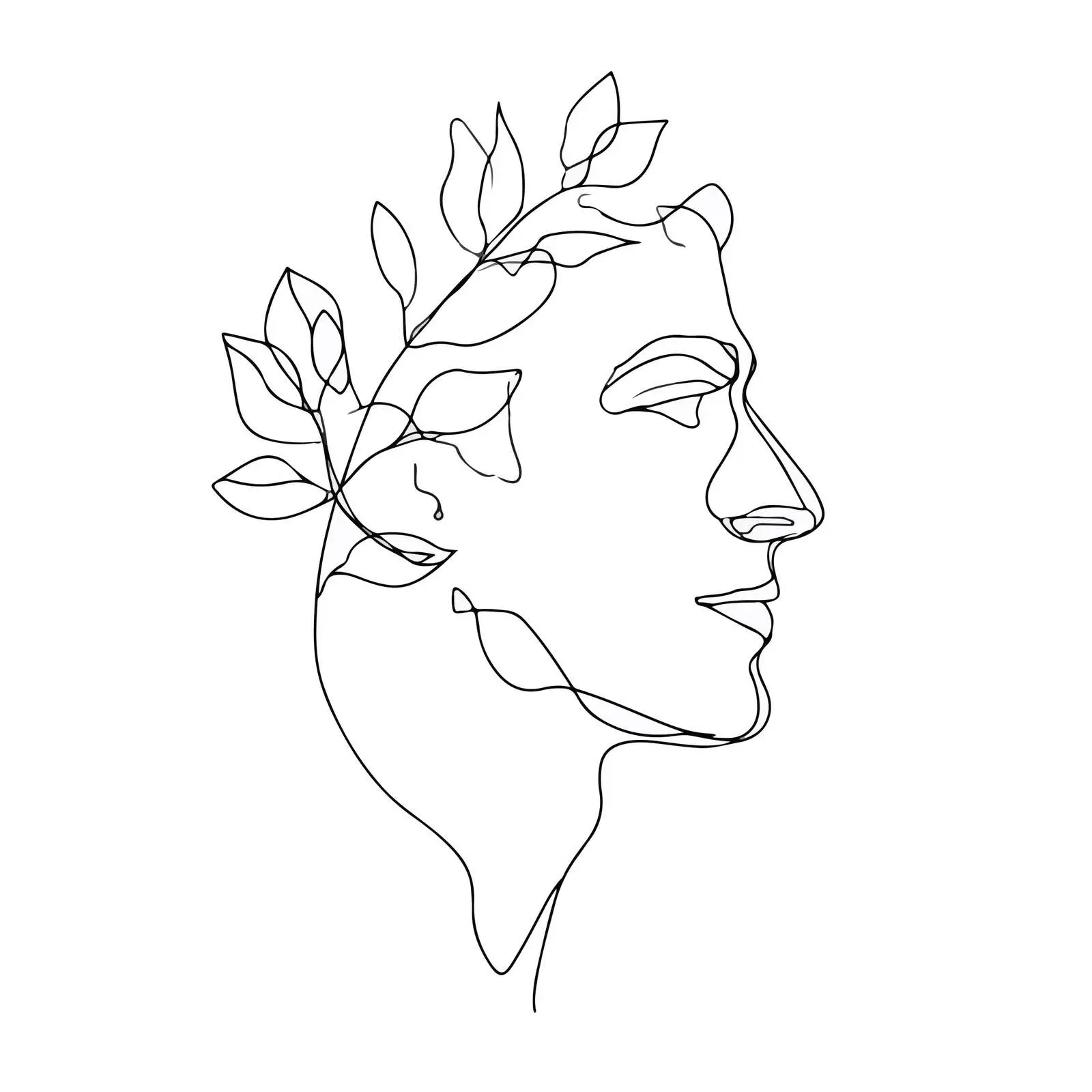 Minimal Profile with Flowing Leaves — free download from Dotvec