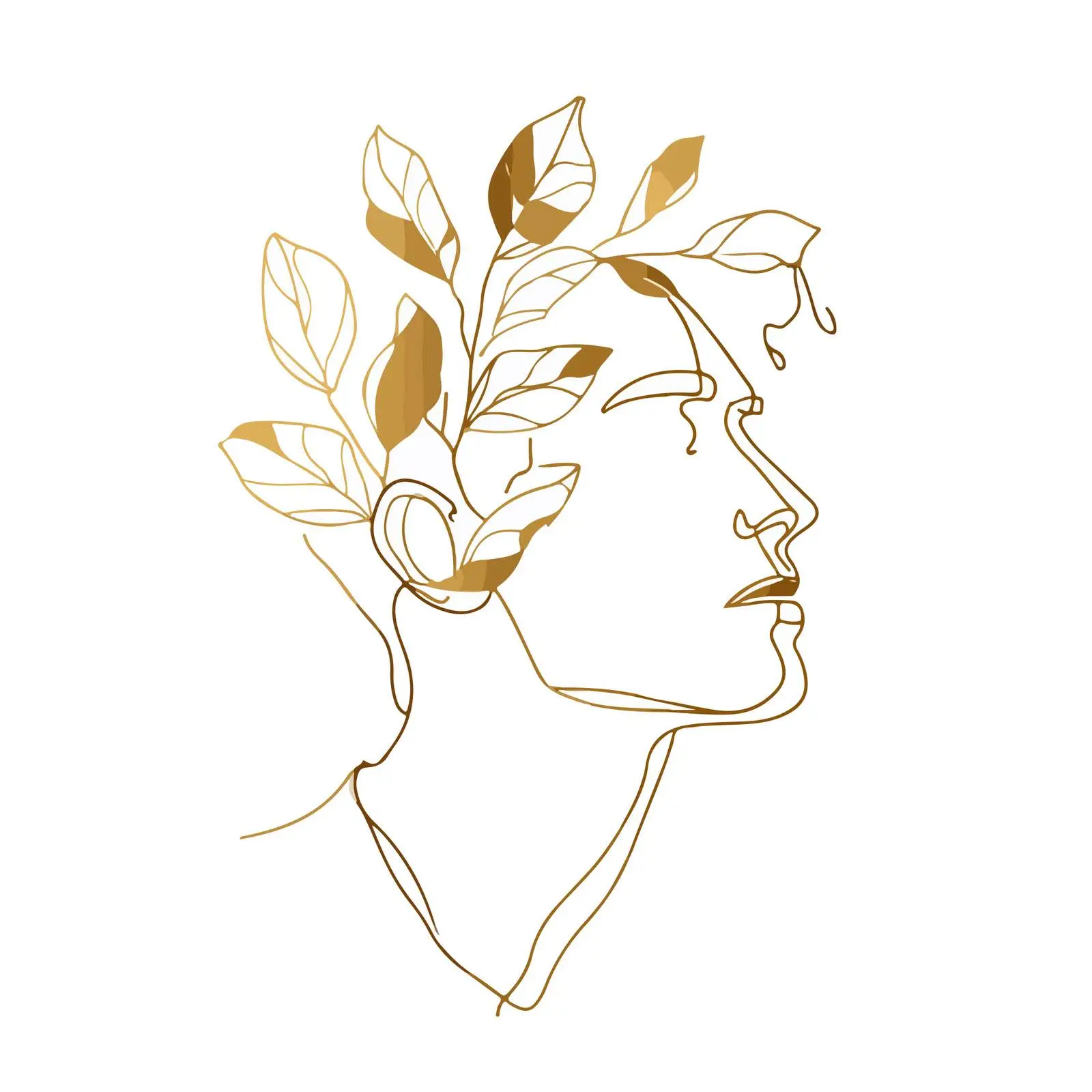 Elegant Male Profile with Leaves — free download from Dotvec