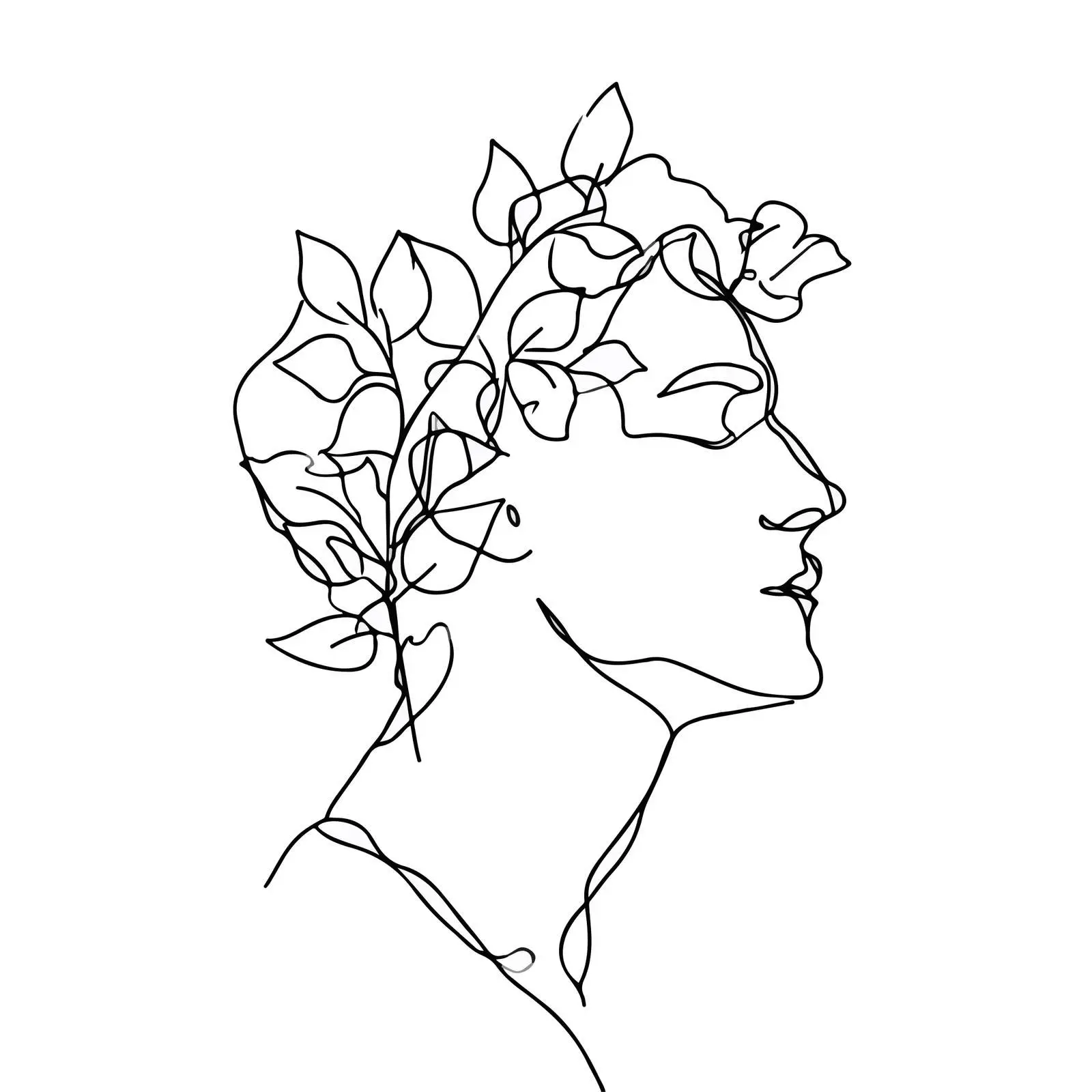 Minimal Male Profile with Leaves — free download from Dotvec