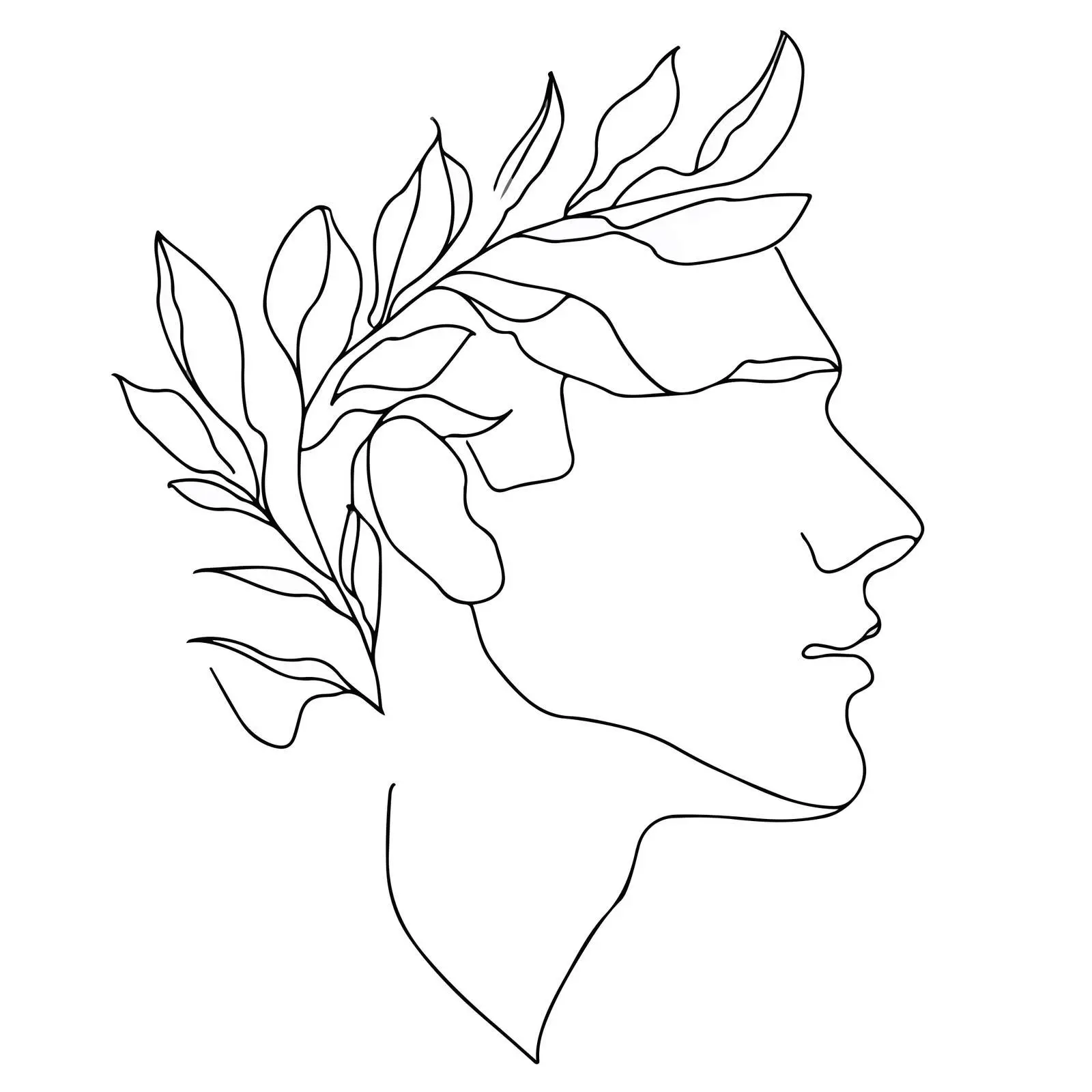 Elegant Profile with Leaf Styli Art — free download from Dotvec