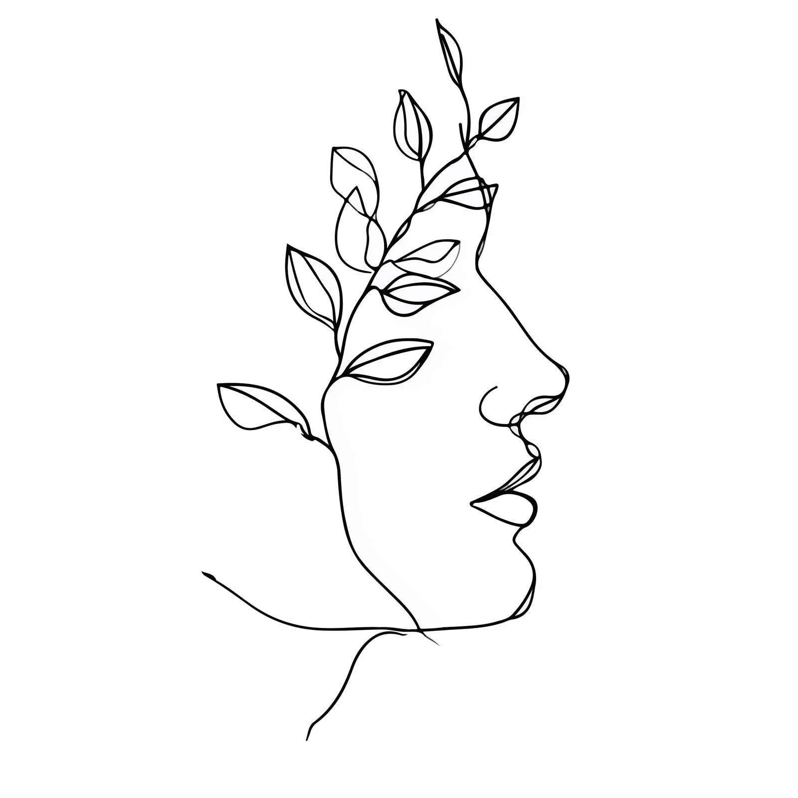 Male Profile with Leaf Styling — free download from Dotvec