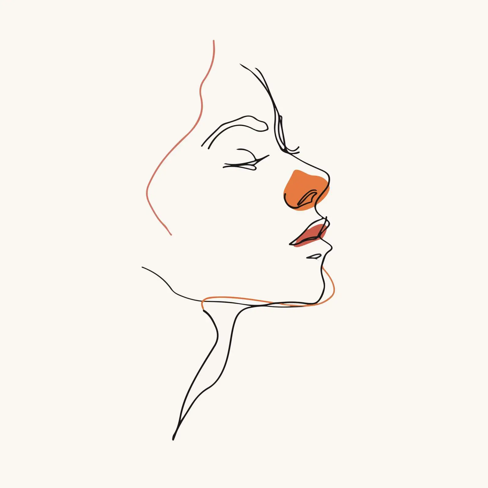 Abstract Human Head Continuous Line Art — free download from Dotvec