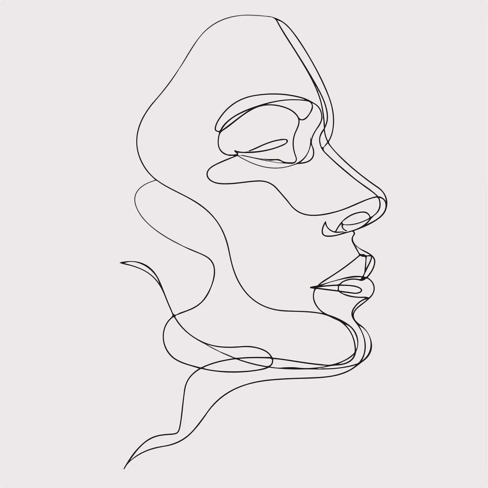 Minimal Head Continuous Line Art — free download from Dotvec