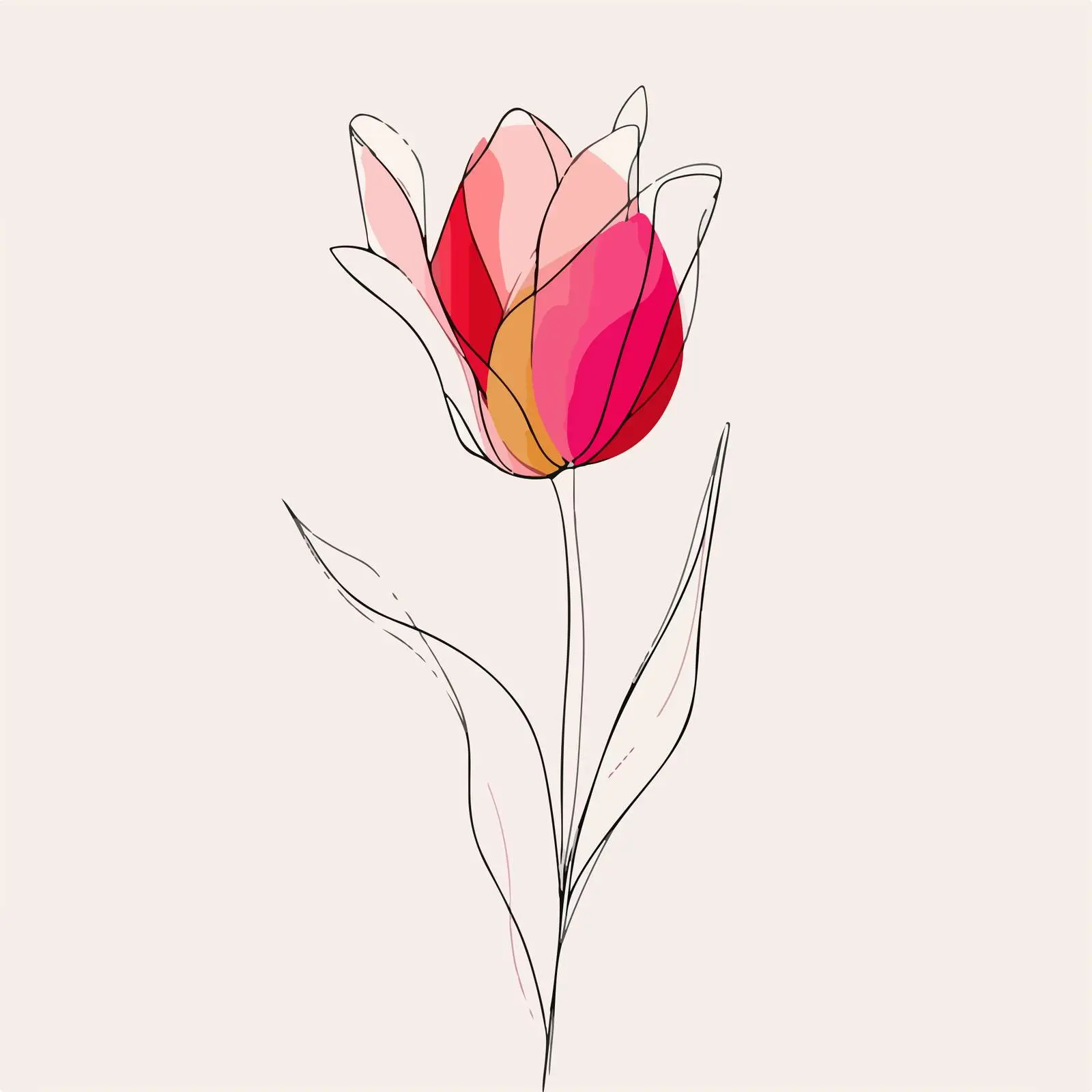 Minimal Tulip Line Art Illustration free images image from Dotvec