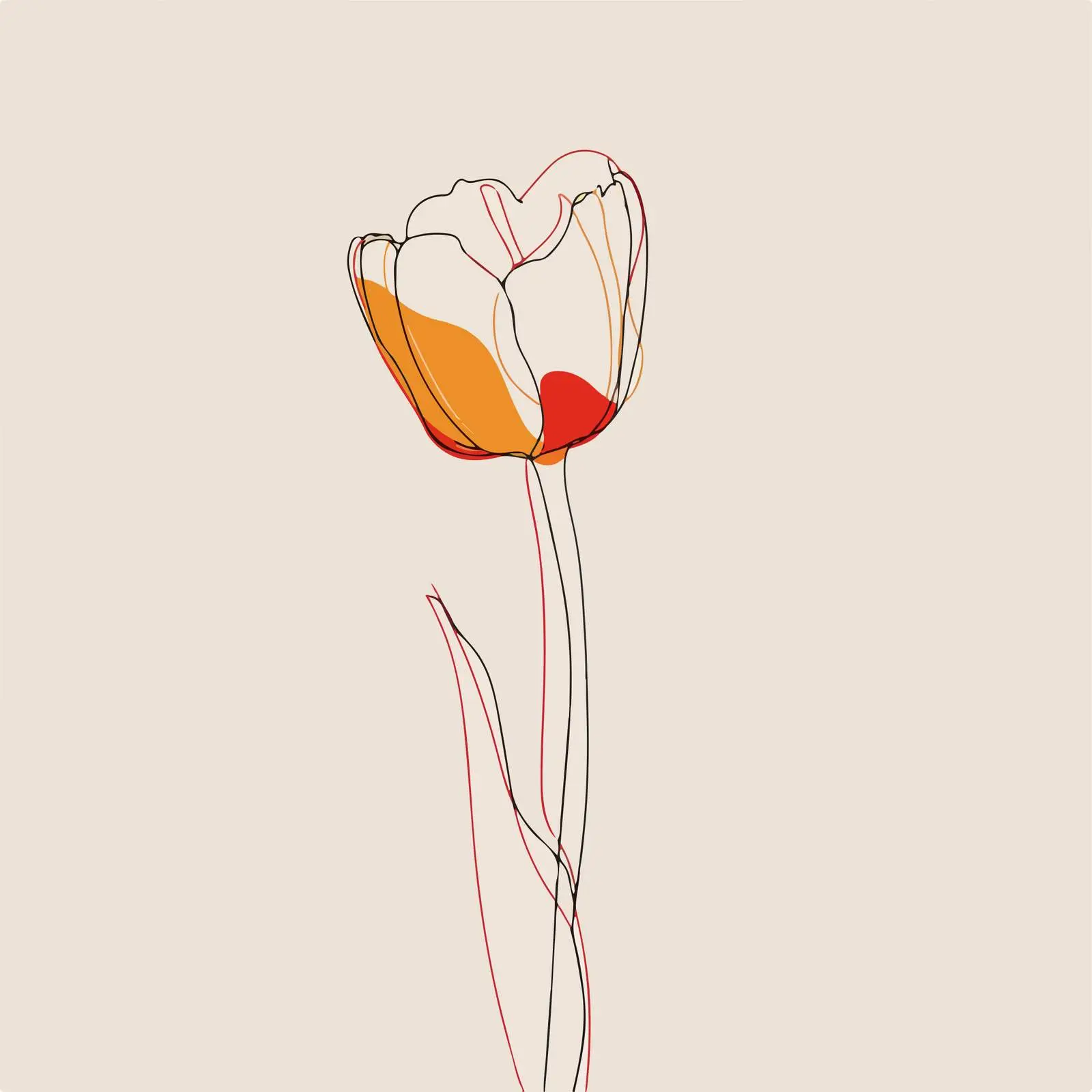 Minimal Tulip Line Art — free download from Dotvec