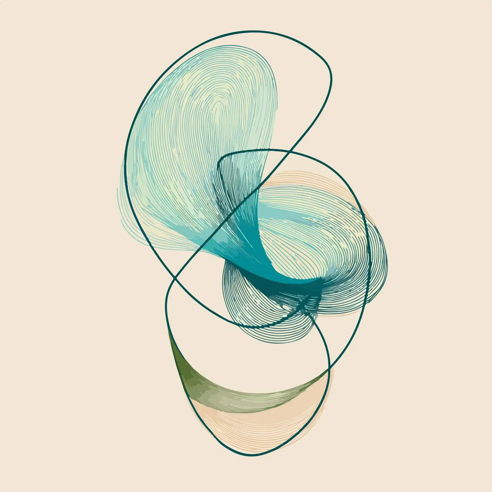 Abstract Curved Shapes Line Art — free download from Dotvec