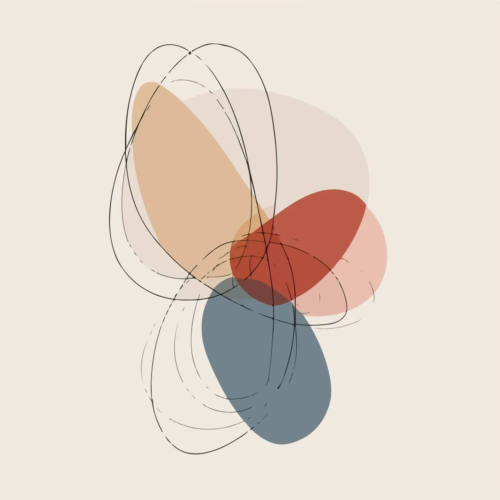 Elegant Overlapping Curved Shape Line Art — free download from Dotvec