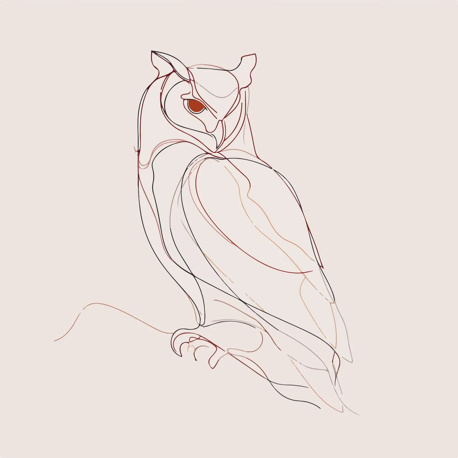 Elegant Owl Line Art — free download from Dotvec