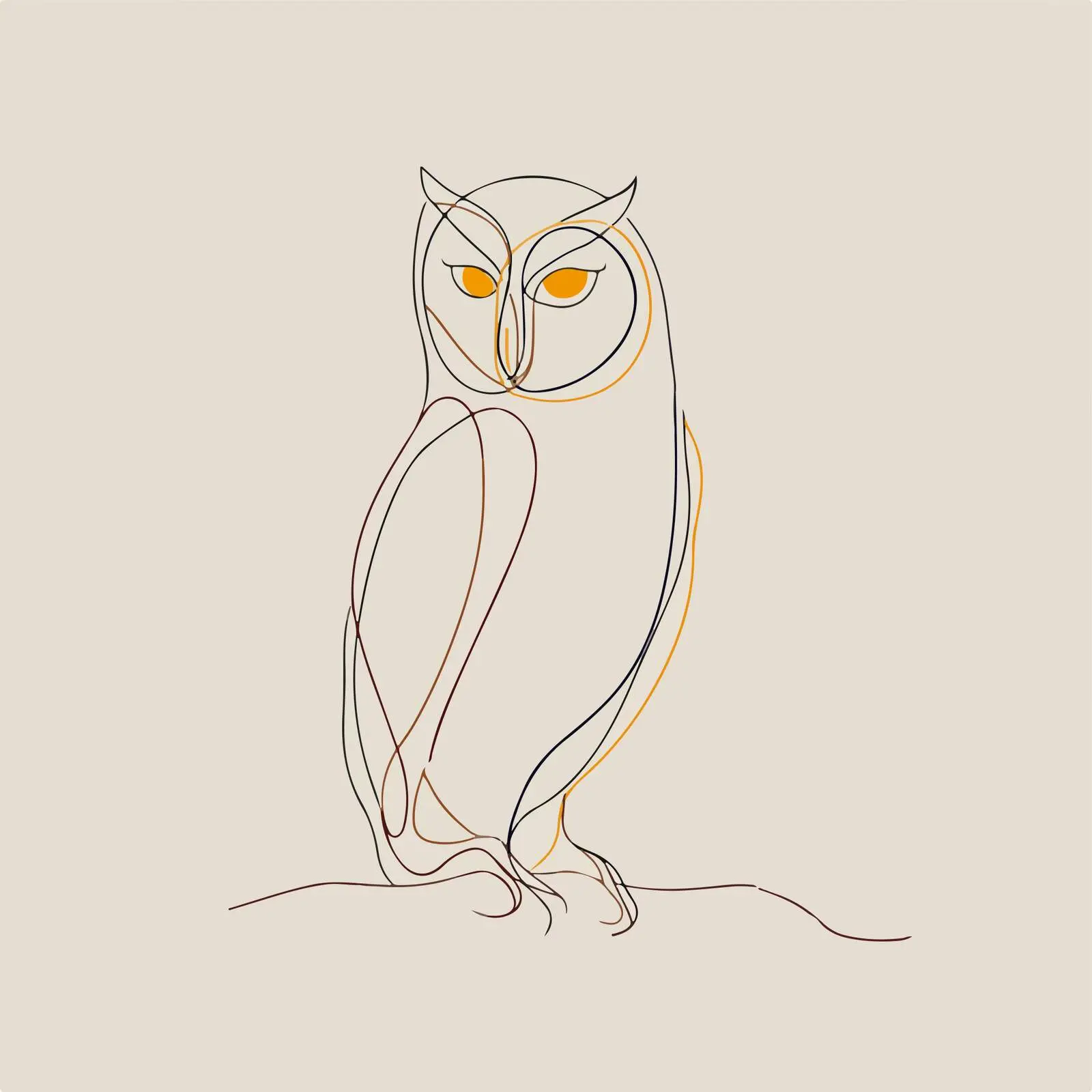 Minimal Owl Line Art — free download from Dotvec