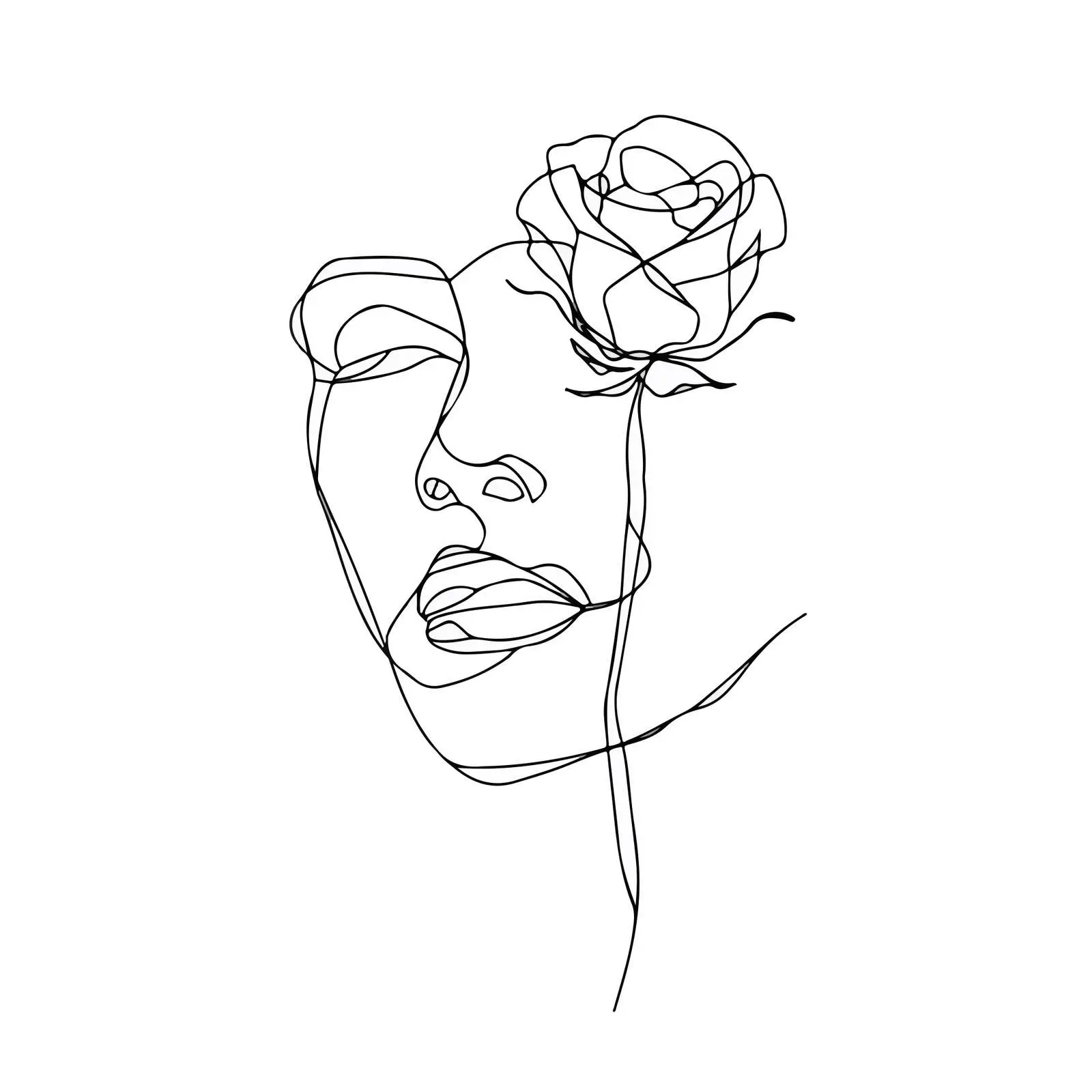 Elegant Portrait Rose Line Art — free download from Dotvec