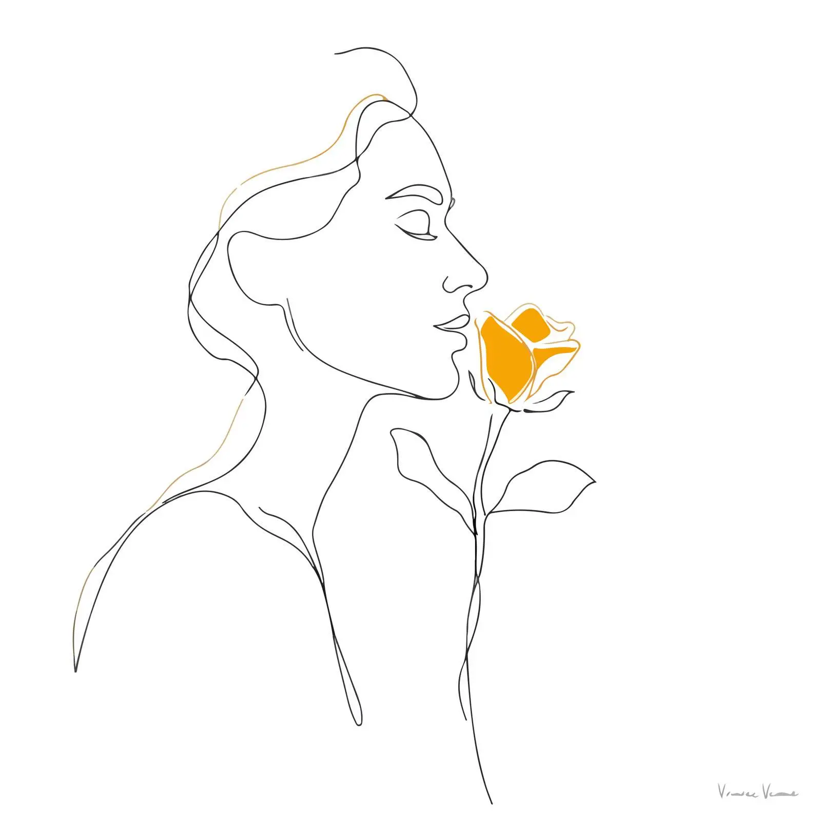 Elegant Portrait Rose Line Art — free download from Dotvec