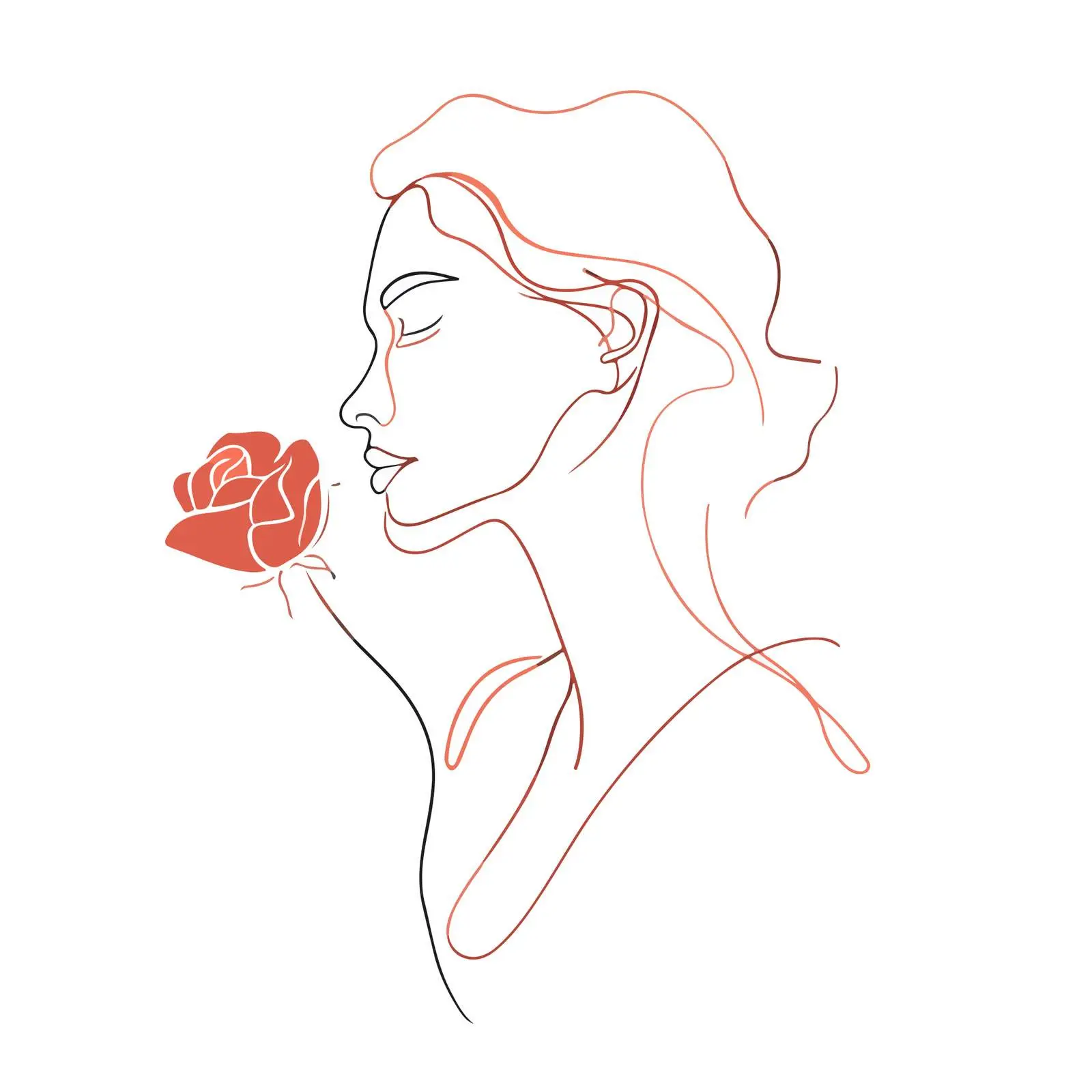 Minimal Portrait Rose Line Art — free download from Dotvec