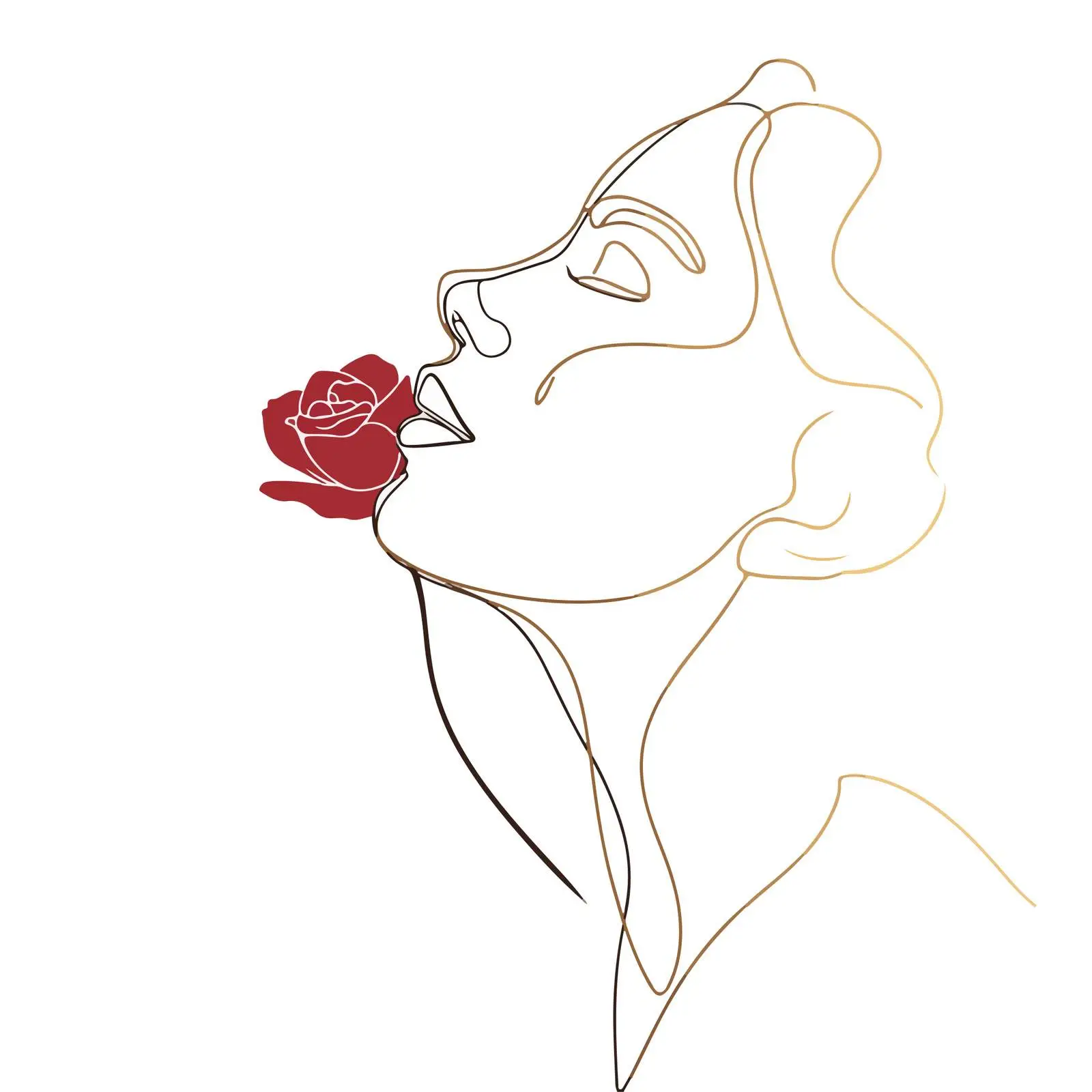 Minimal Portrait Line Art with Rose — free download from Dotvec