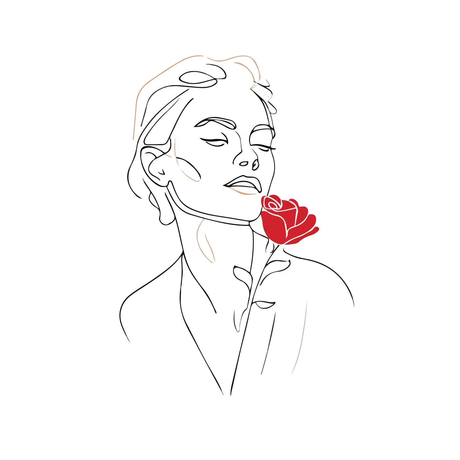 Minimal Portrait Rose Line Art — free download from Dotvec