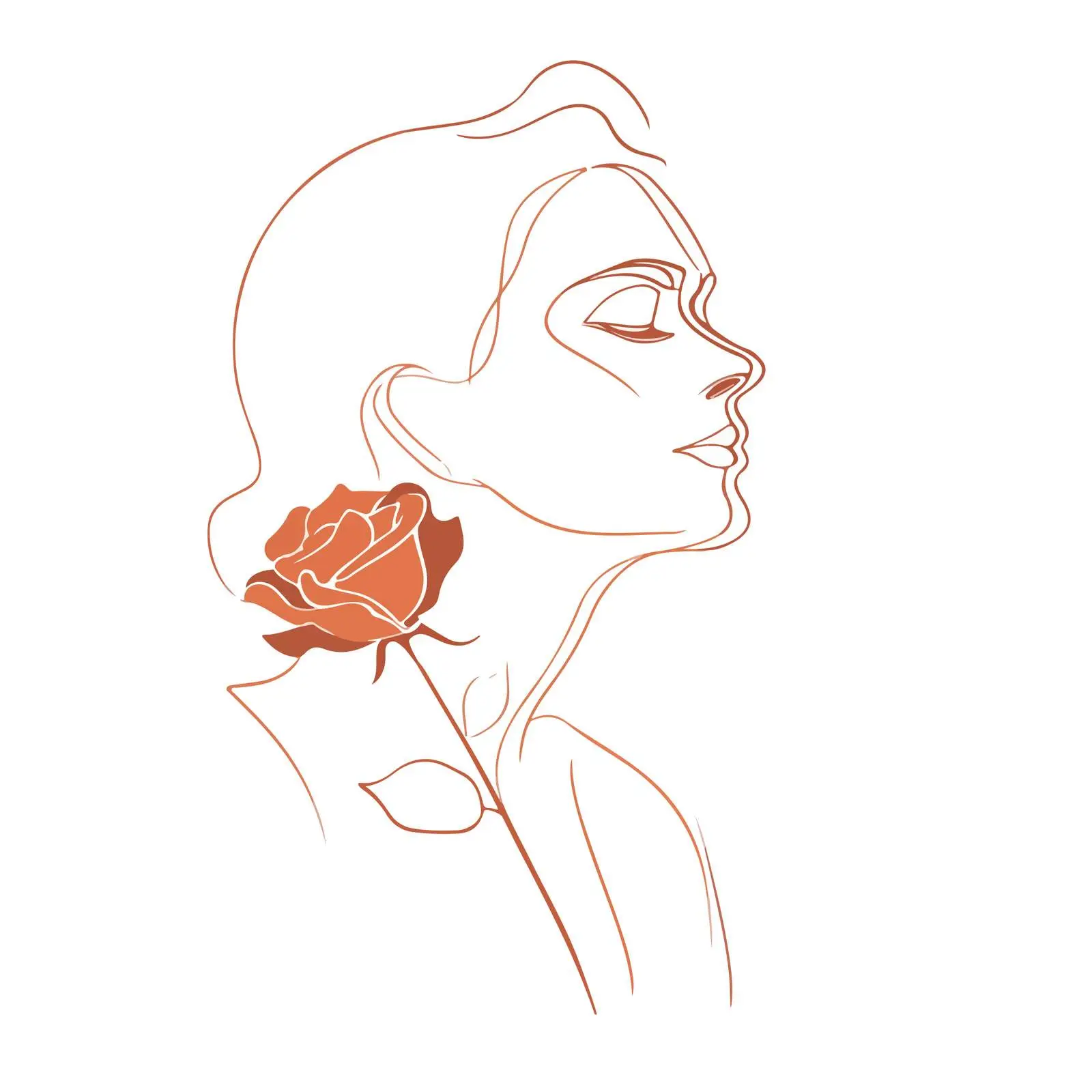Elegant Portrait Rose Line Art — free download from Dotvec