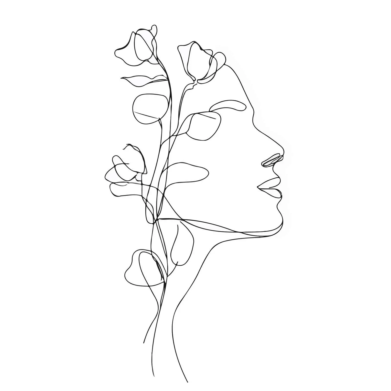 Elegant Profile Botanical Line Art — free download from Dotvec