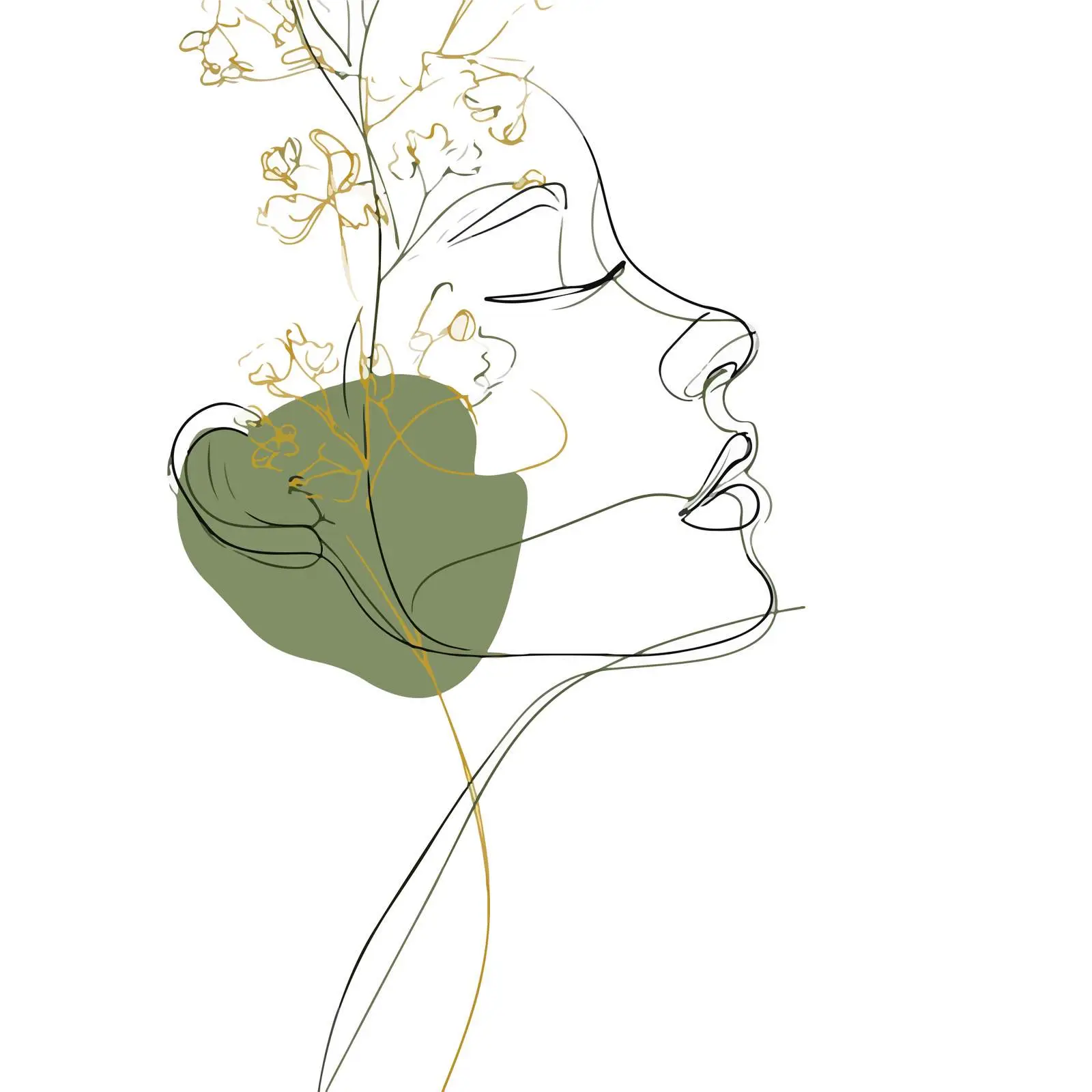 Minimal Profile Line Art with Botanical — free download from Dotvec