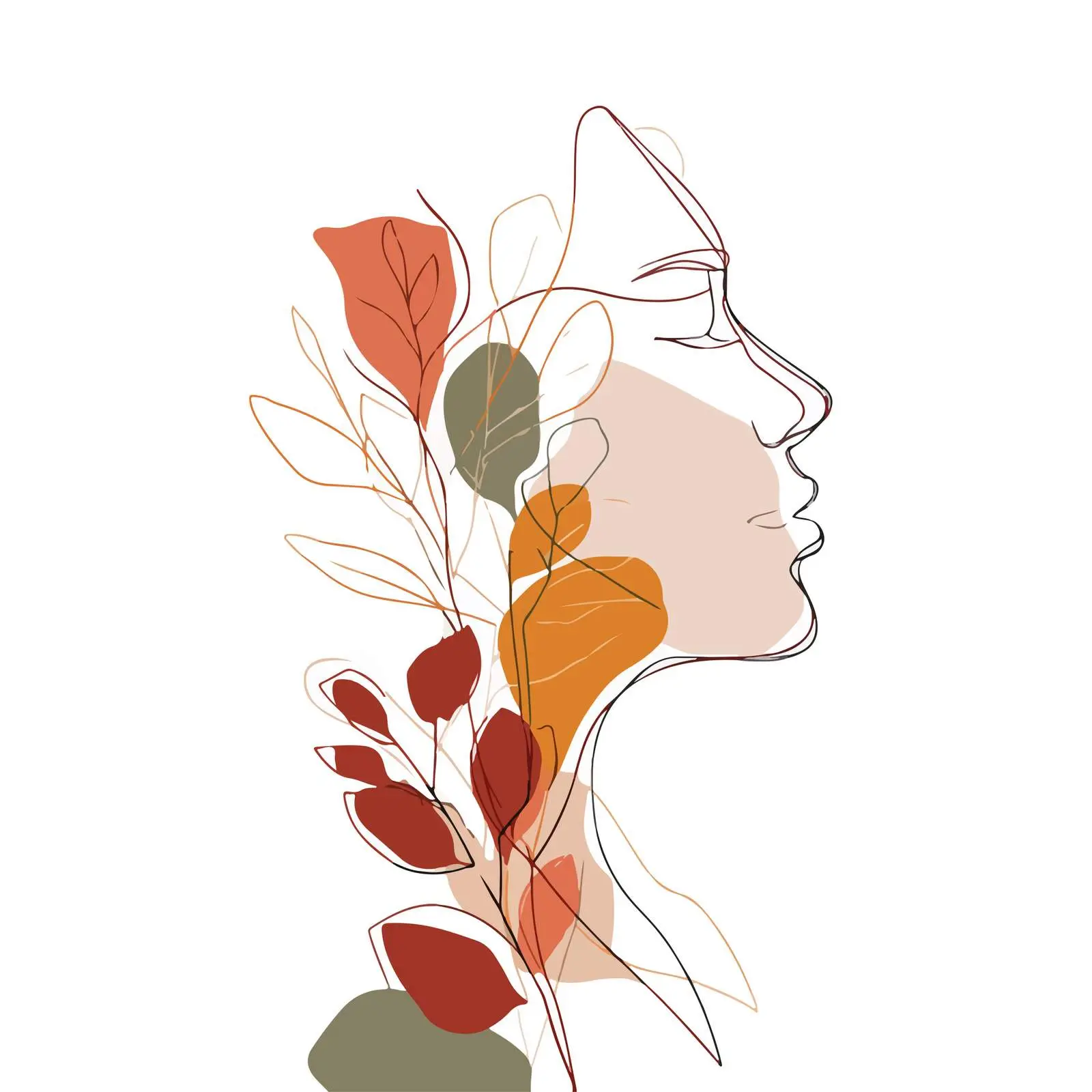 Minimal Profile Botanical Line Art — free download from Dotvec