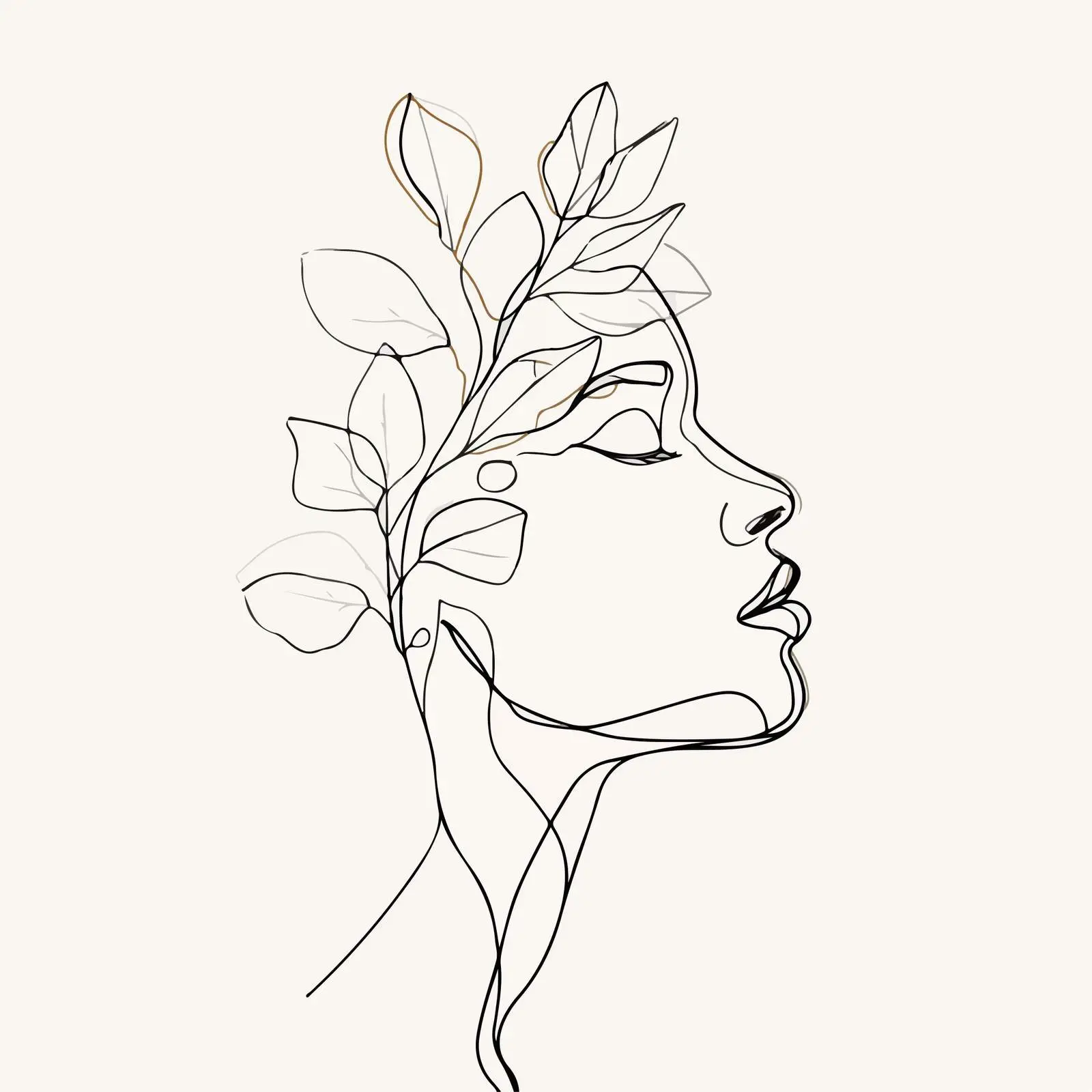 Elegant Profile with Botanical Line Art — free download from Dotvec
