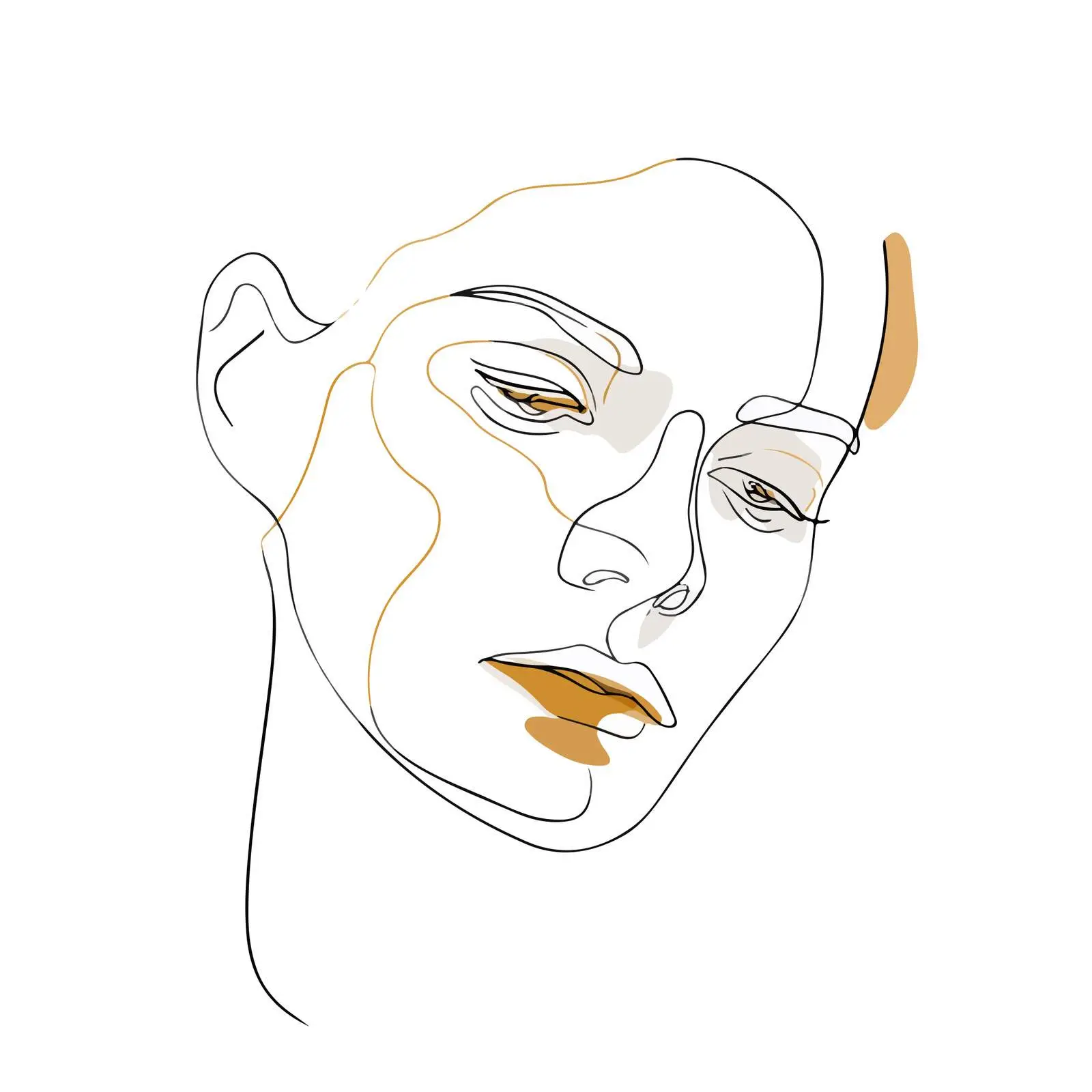 Sad Expression Line Art Portrait — free download from Dotvec