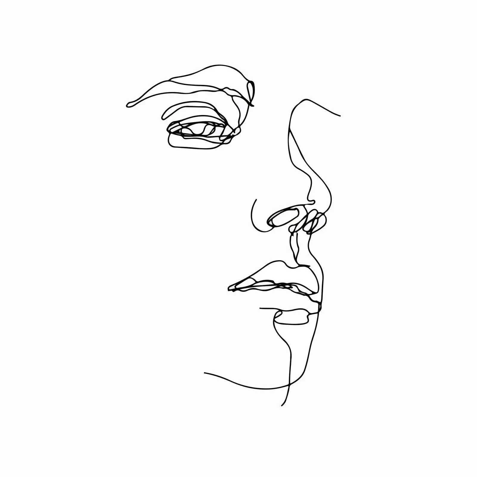 Sad Expression Line Art Portrait — free download from Dotvec