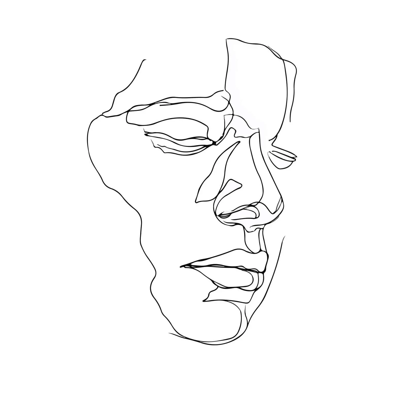 Sad Expression Portrait Line Art — free download from Dotvec