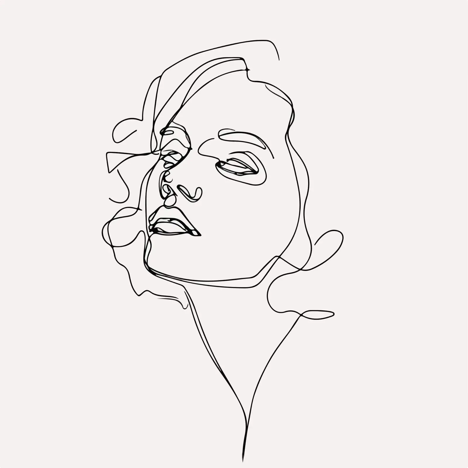 Sad Expression Line Art Portrait — free download from Dotvec