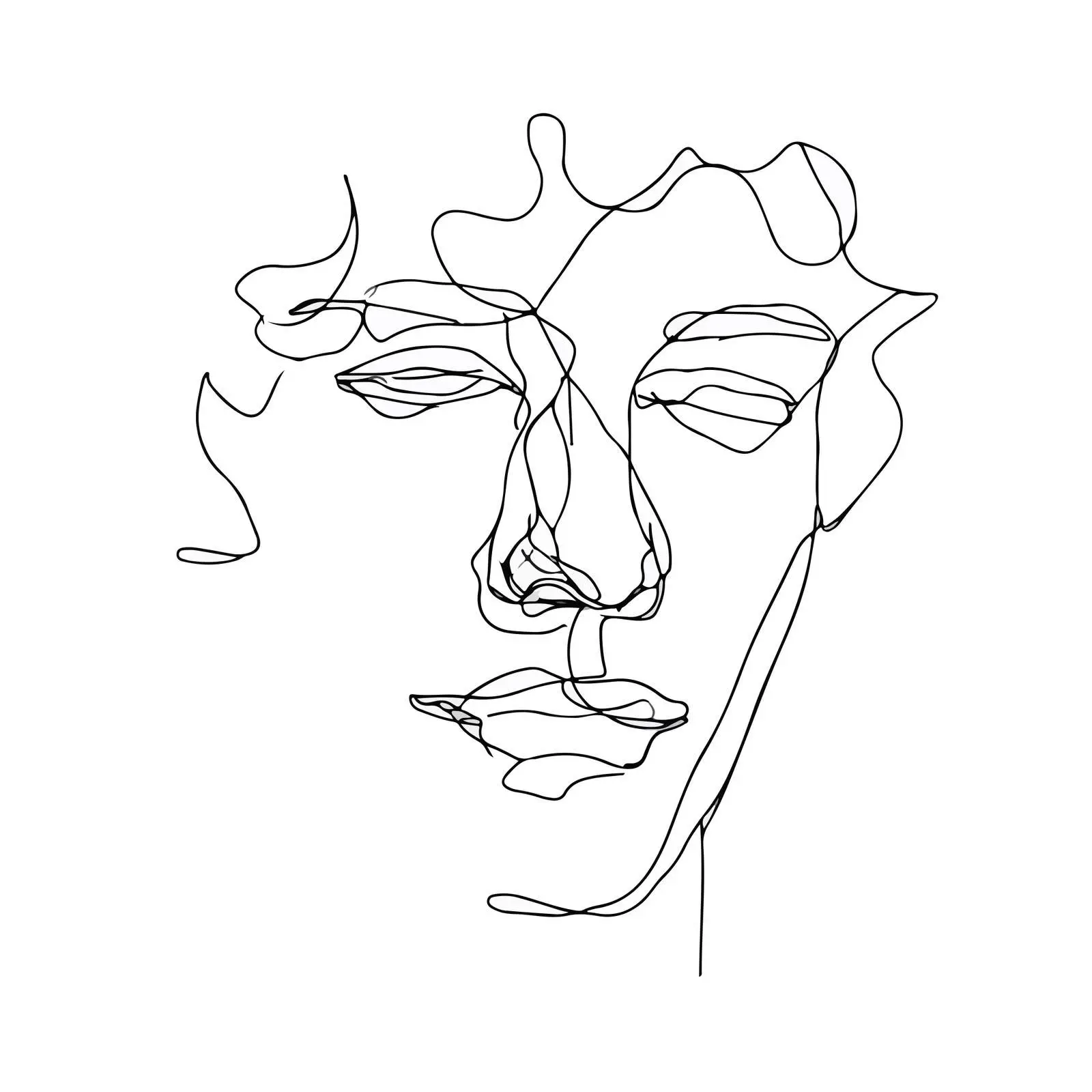 Sad Expression Line Art Portrait — free download from Dotvec