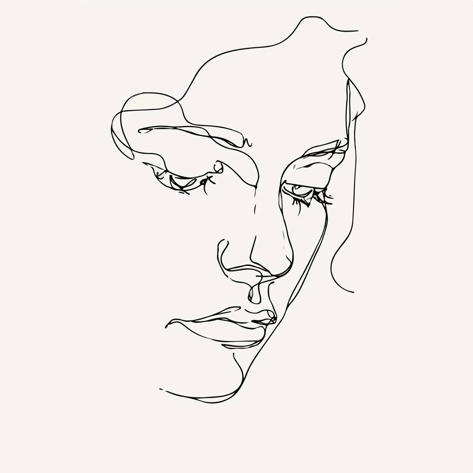 Sad Expression Portrait Line Art — free download from Dotvec