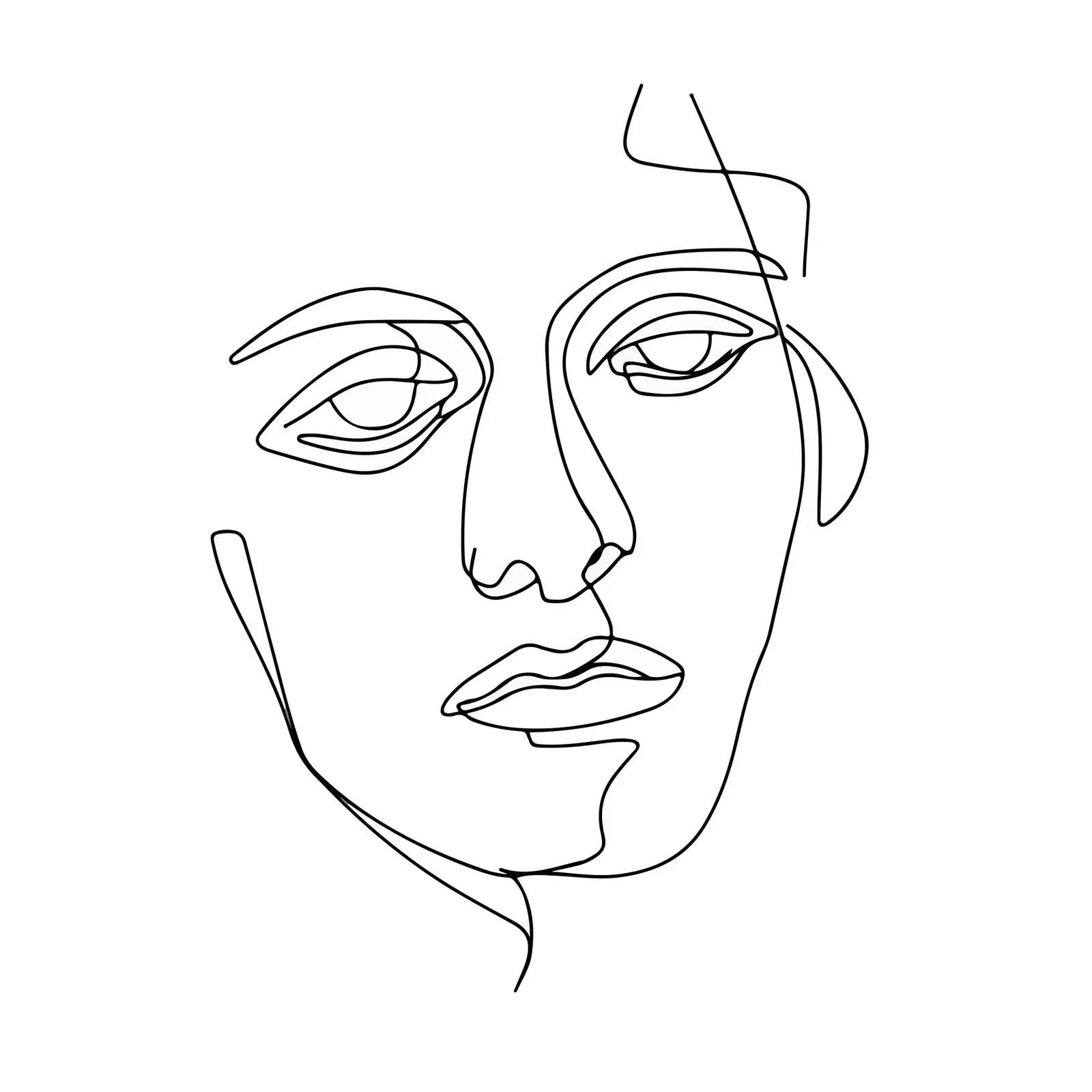 Minimal Sad Portrait Line Art — free download from Dotvec