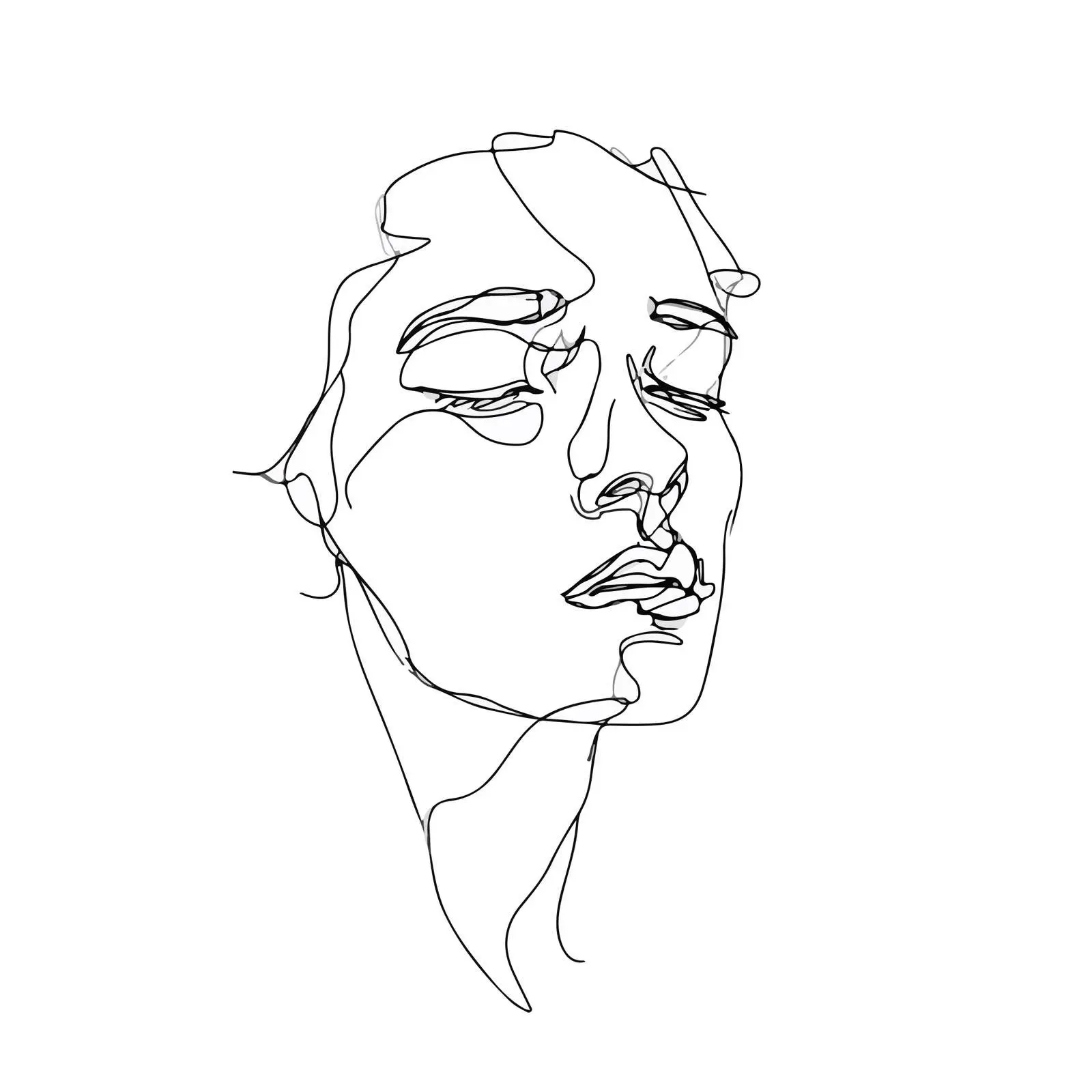 Sad Expression Portrait Line Art — free download from Dotvec