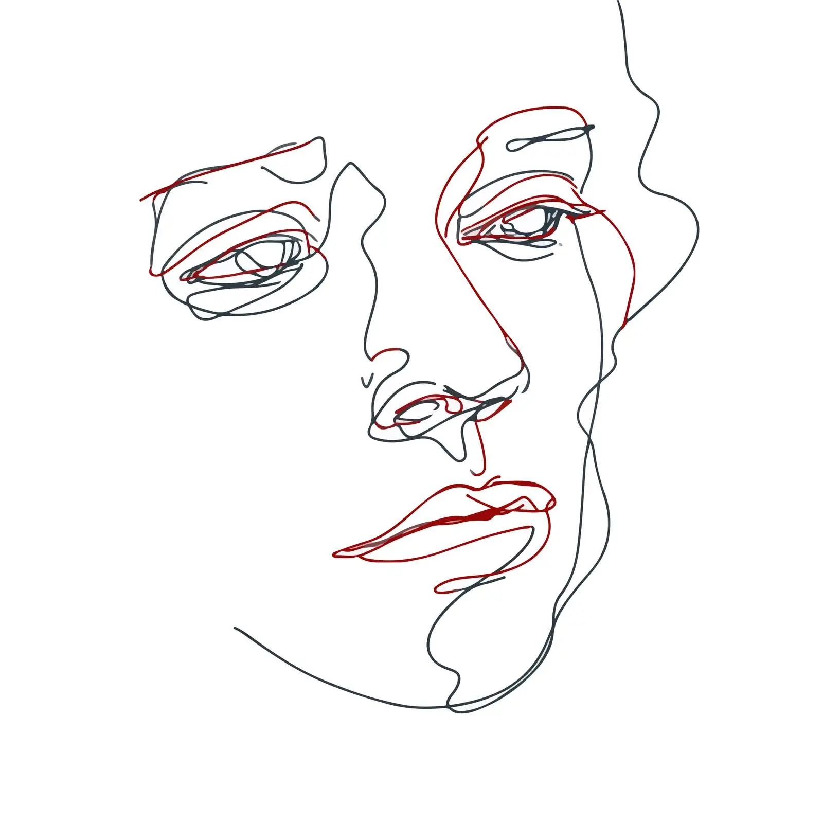 Sad Expression Portrait Line Art — free download from Dotvec
